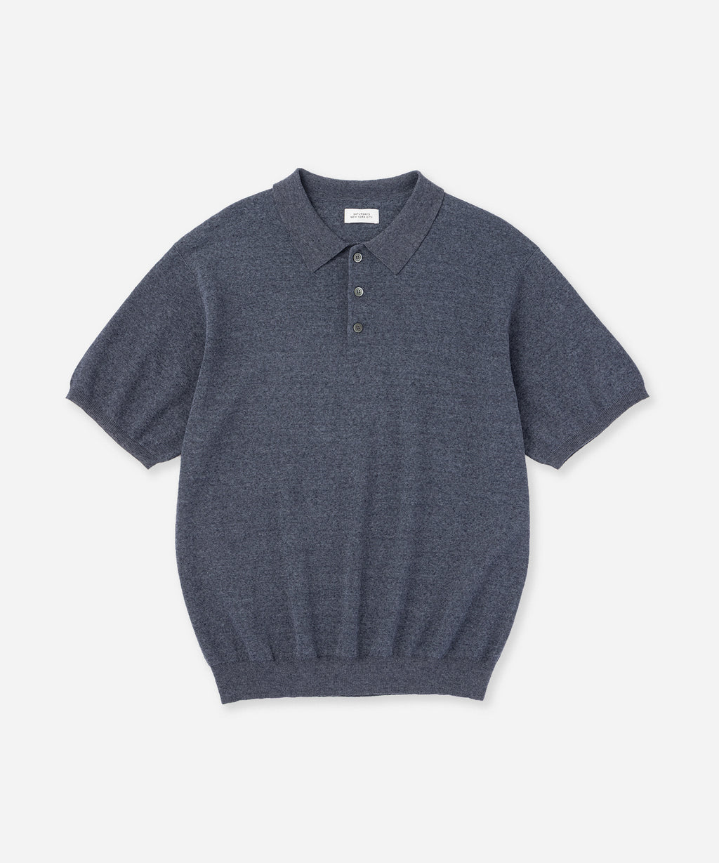 Saturdays NYC Jahmad Linen Knit Polo in Navy