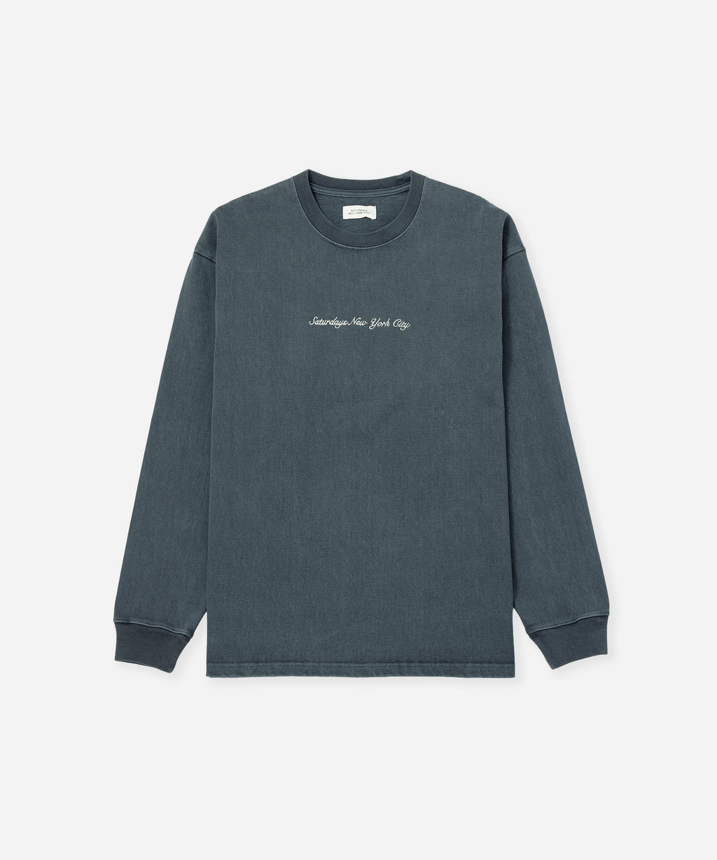 Saturdays NYC Max Weight Pigment Dyed Tee in Blue