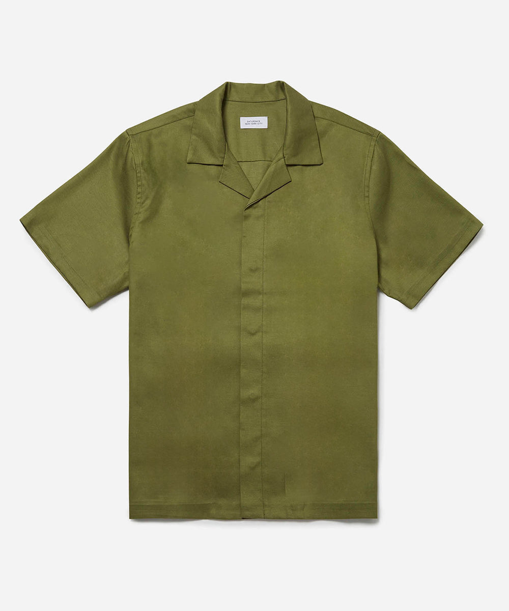 SAINT LAURENT Camp-Collar Silk-Satin Jacquard Shirt for Men