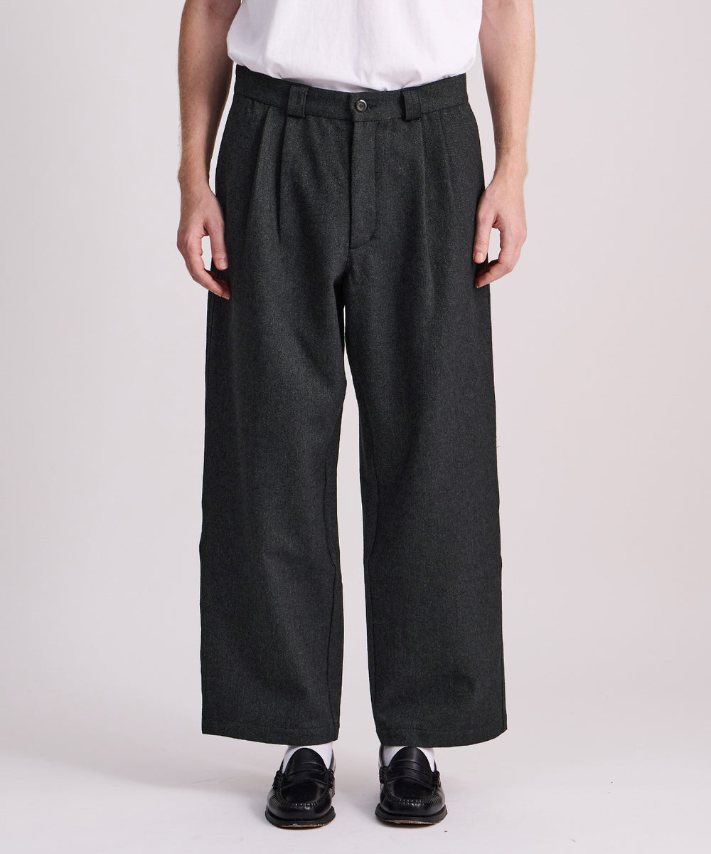 George Wool Wide Two Tuck Pant | Saturdays NYC George Wool Wide Two Tuck Pant | Saturdays NYC