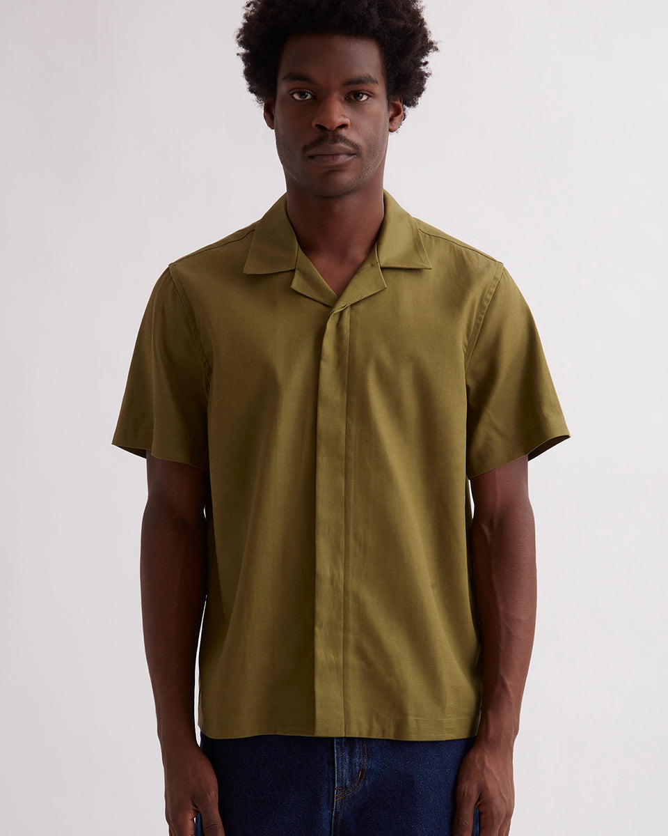 SAINT LAURENT Camp-Collar Striped Silk-Charmeuse Shirt for