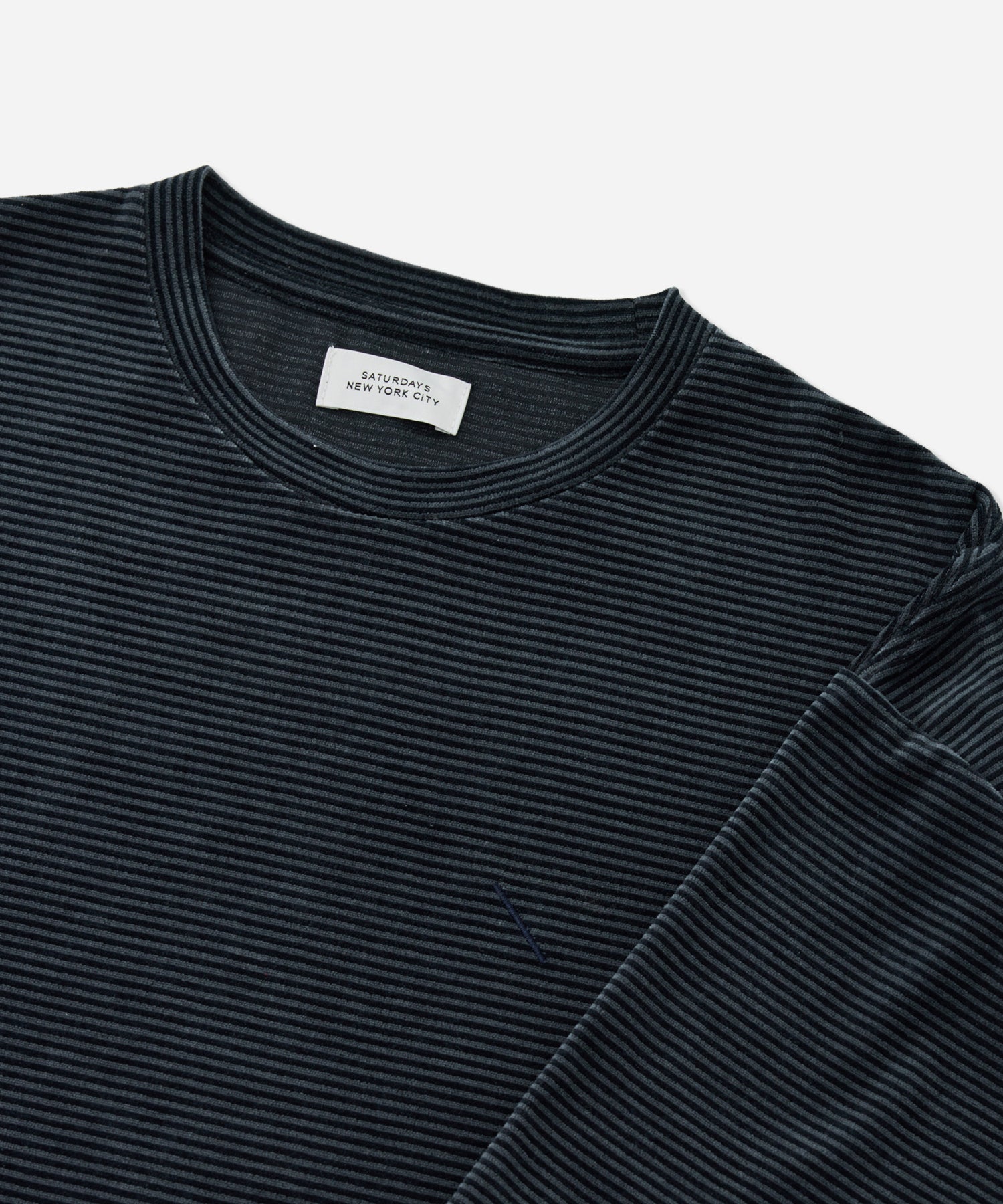 Saturdays NYC Velour Stripe Relaxed Short Sleeve Tee in Blue