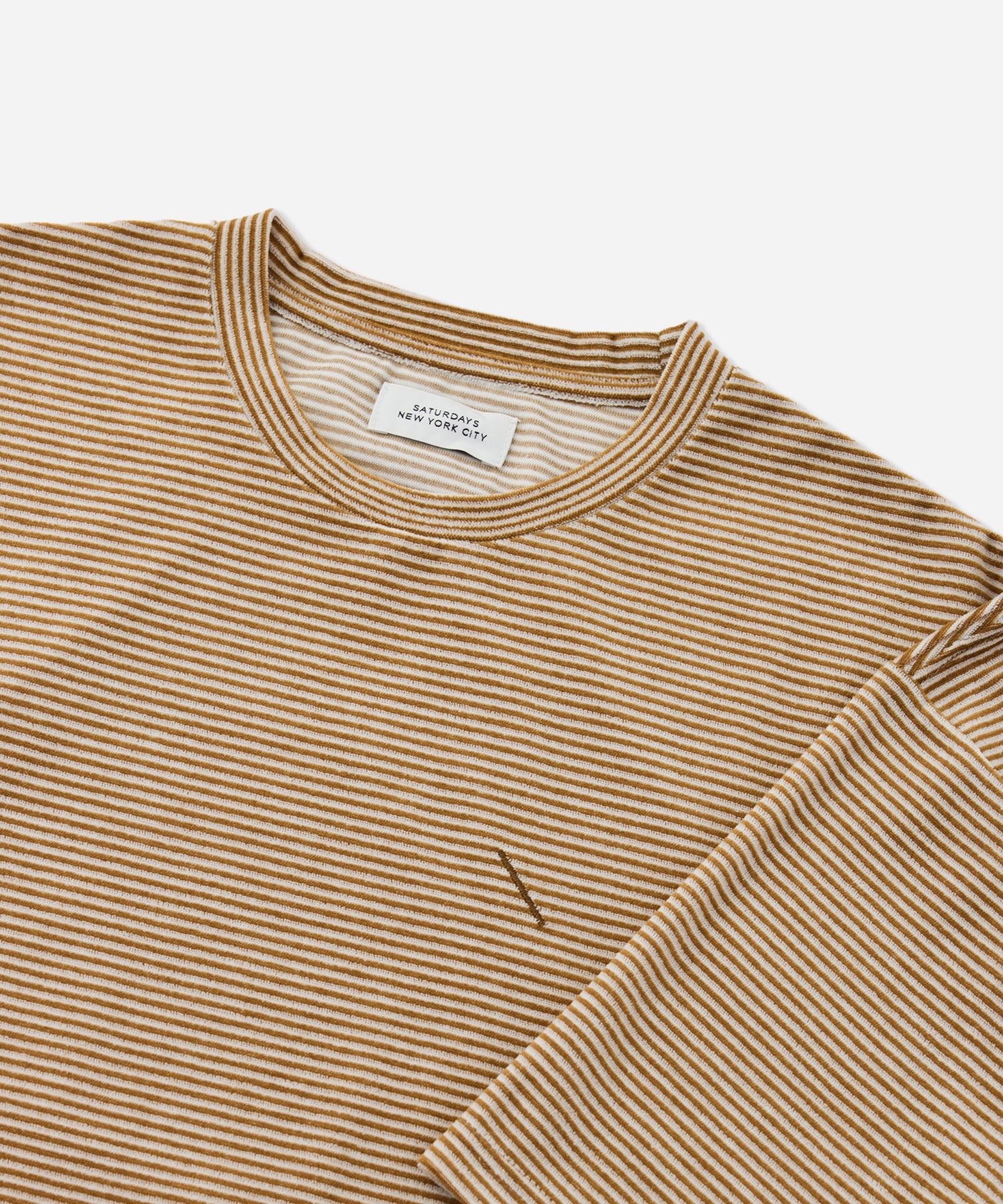 Saturdays NYC Velour Stripe Relaxed Short Sleeve Tee in Beige