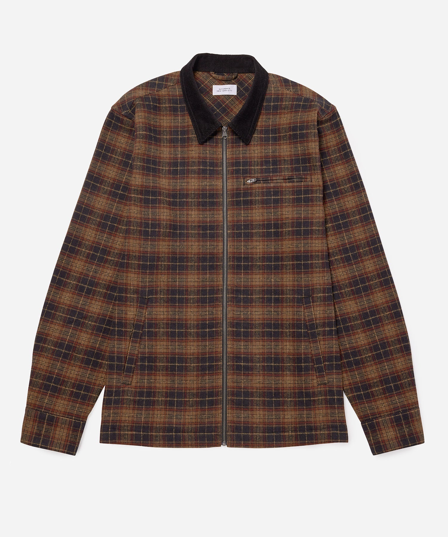 Saturdays NYC Men's Ryan Zip Front Flannel Shirt