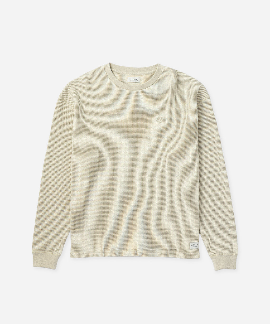 Saturdays NYC Alex Heavy Waffle Relaxed Top in Light Gray