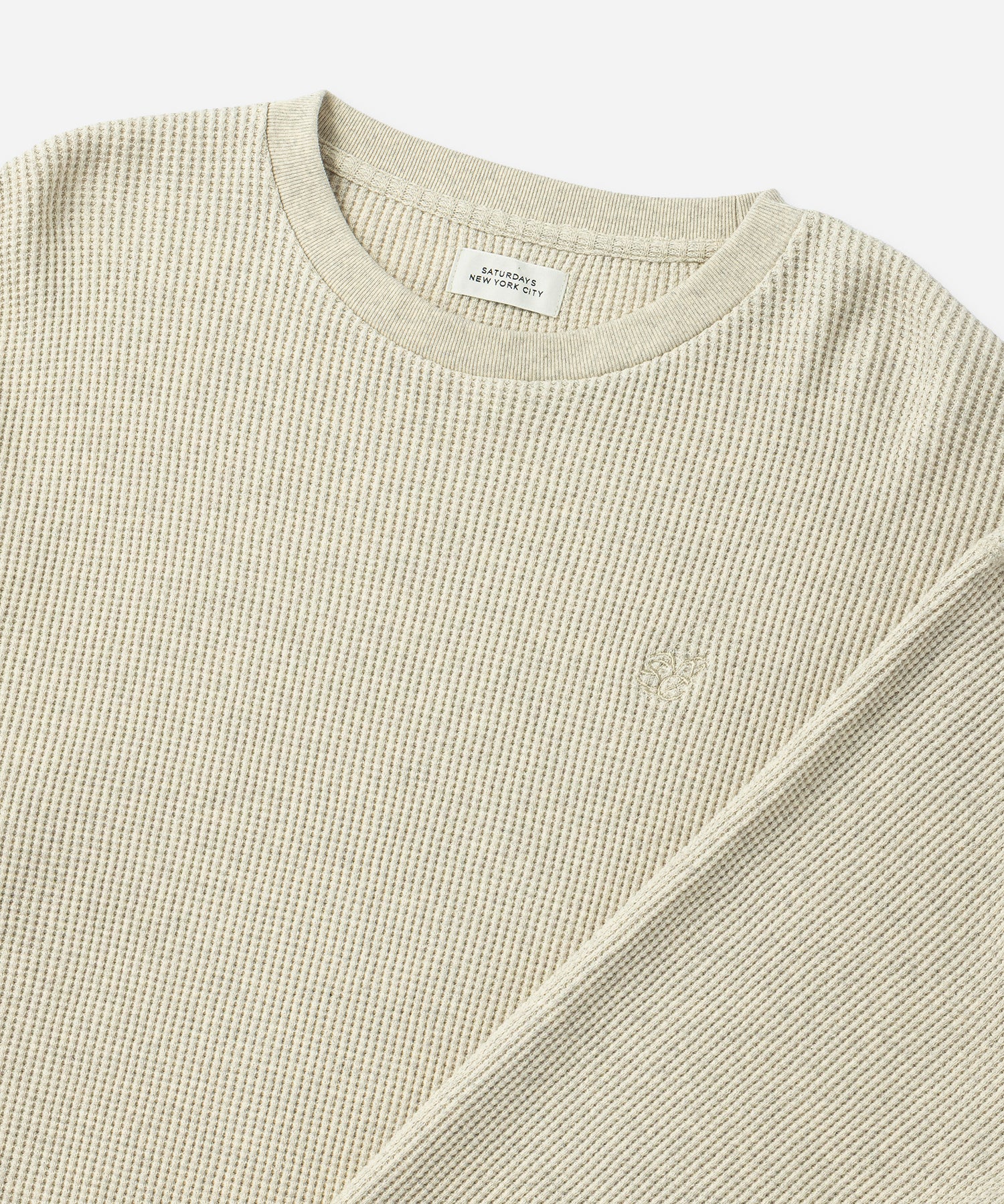 Saturdays NYC Alex Heavy Waffle Relaxed Top in Light Gray