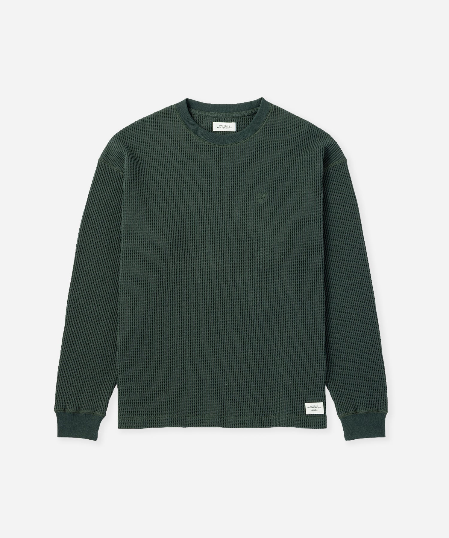 Saturdays NYC Alex Heavy Waffle Relaxed Top in Green
