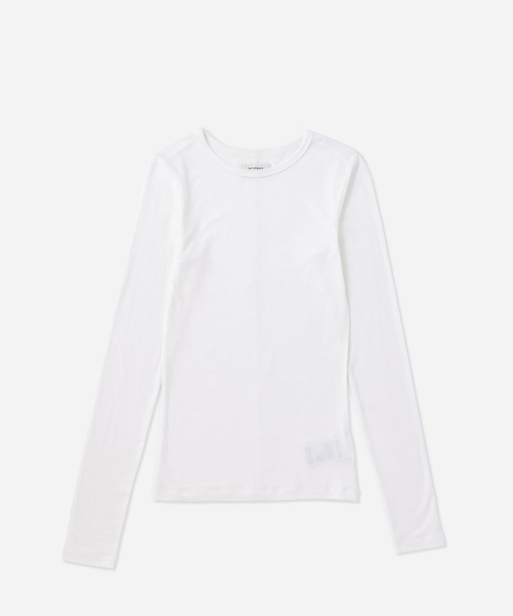 Saturdays NYC Steff Fitted Long Sleeve Top in White