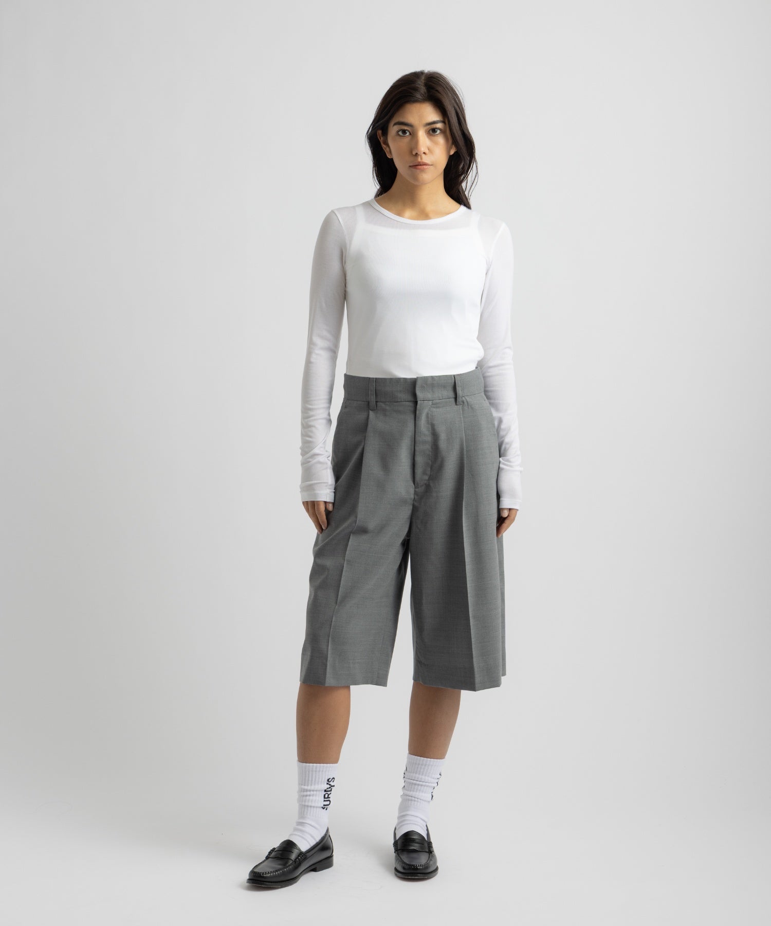 Saturdays NYC Steff Fitted Long Sleeve Top in White