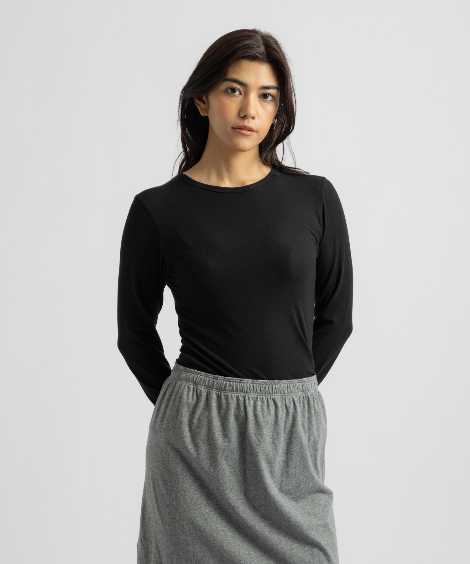 Saturdays NYC Steff Fitted Long Sleeve Top in Black