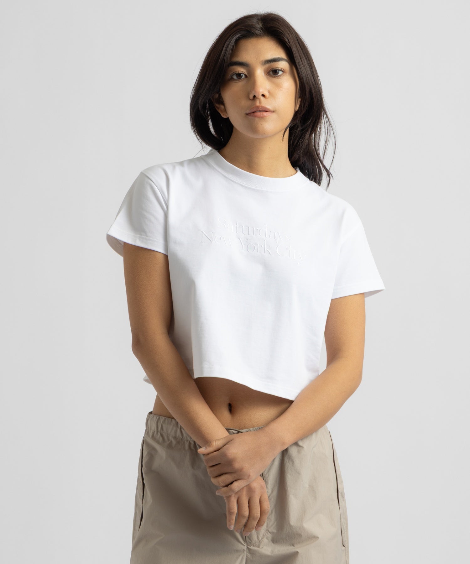 Saturdays NYC Miller Embroidered Short Sleeve Tee in White