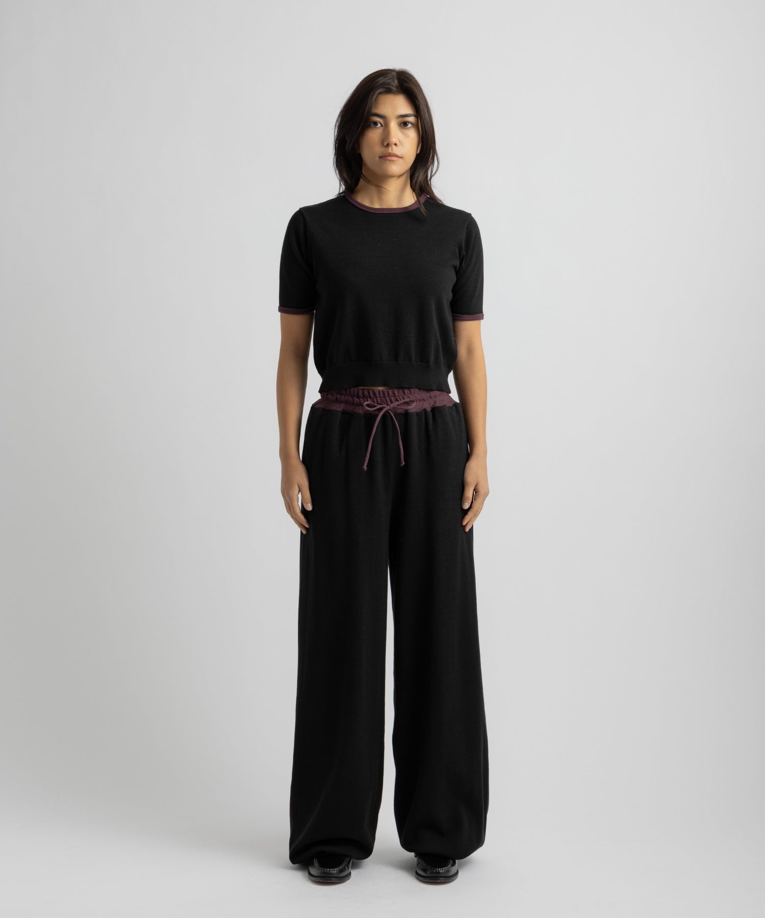 Saturdays NYC Suzie Compact Knit Short Sleeve Top in Black