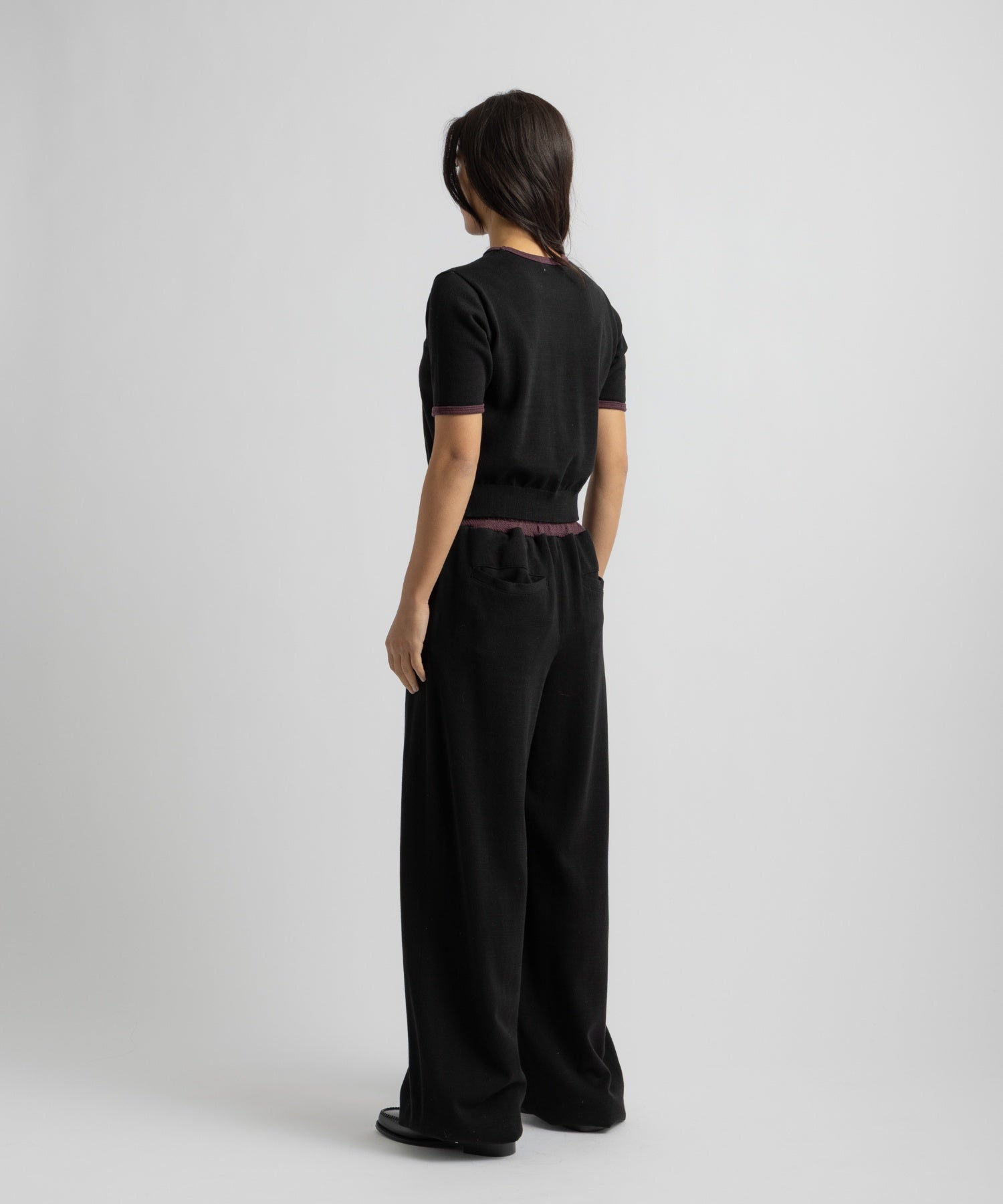 Saturdays NYC Suzie Compact Knit Short Sleeve Top in Black