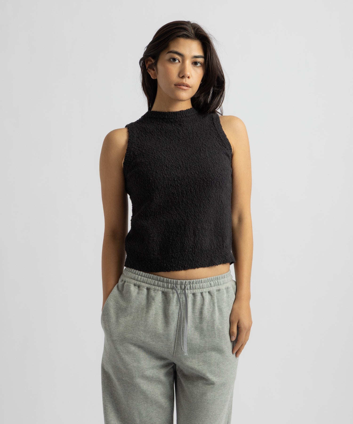 Saturdays NYC Andie Bubble Knit Top in Black
