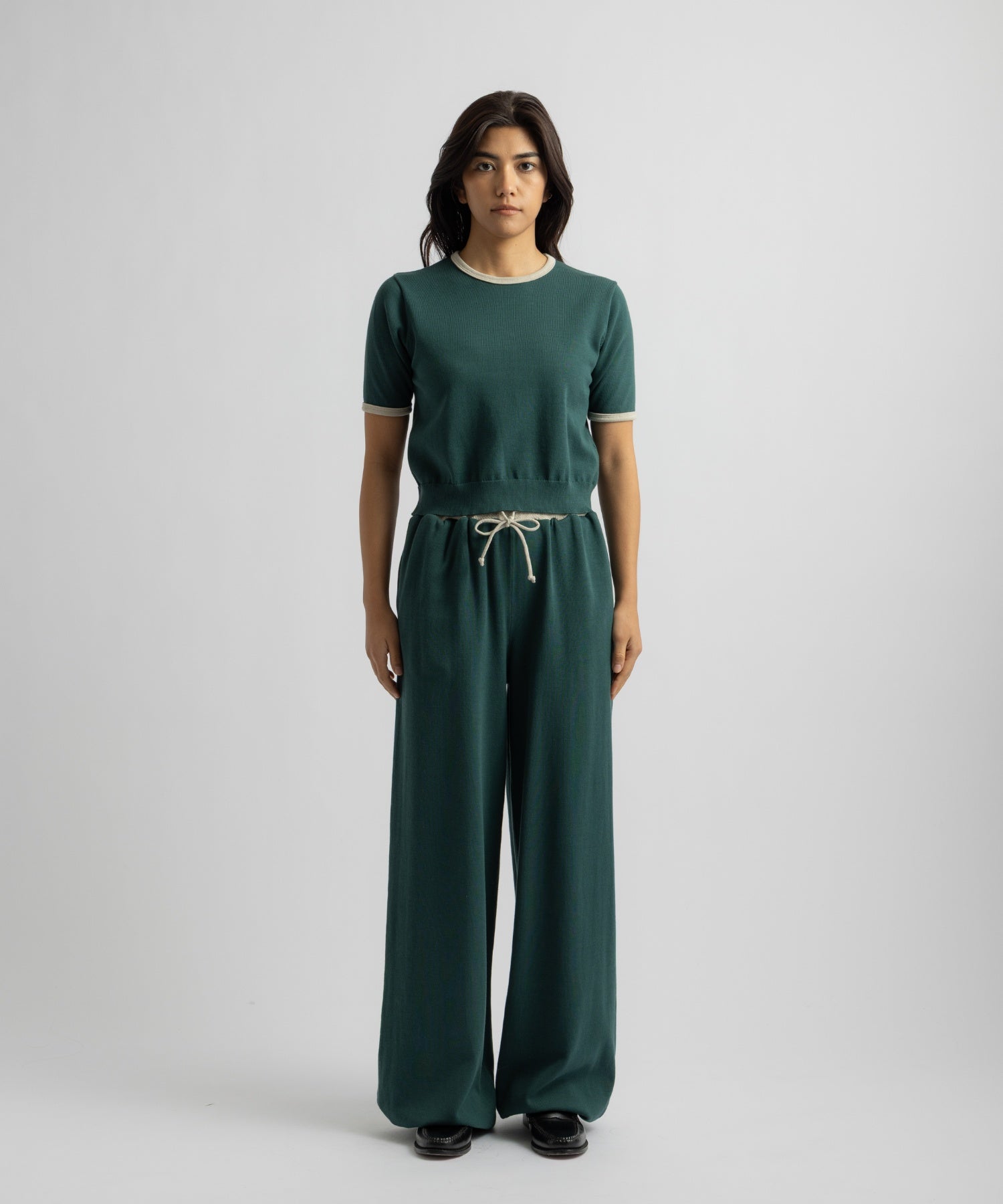 Saturdays NYC Suzie Compact Knit Short Sleeve Top in Green