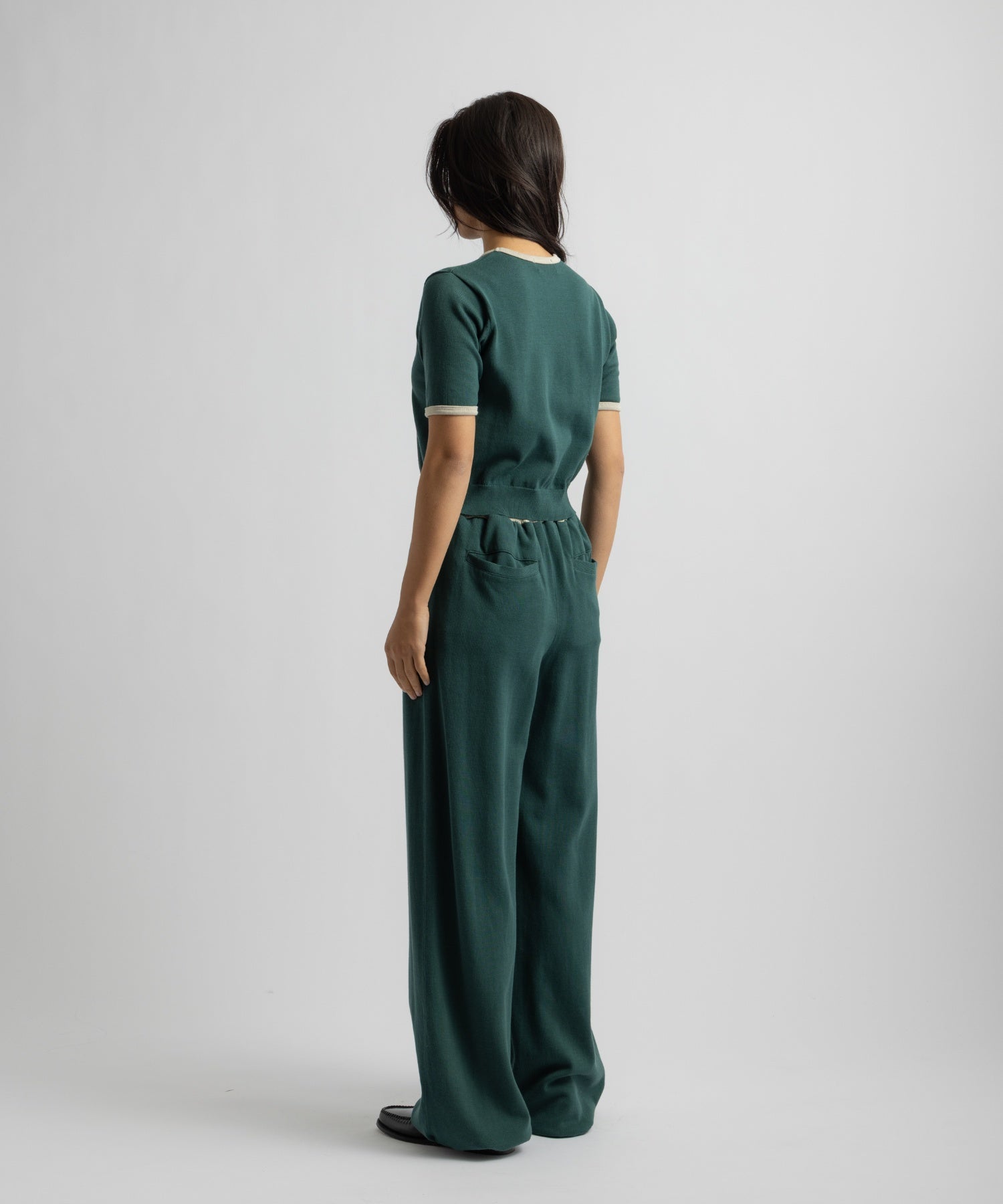 Saturdays NYC Suzie Compact Knit Short Sleeve Top in Green