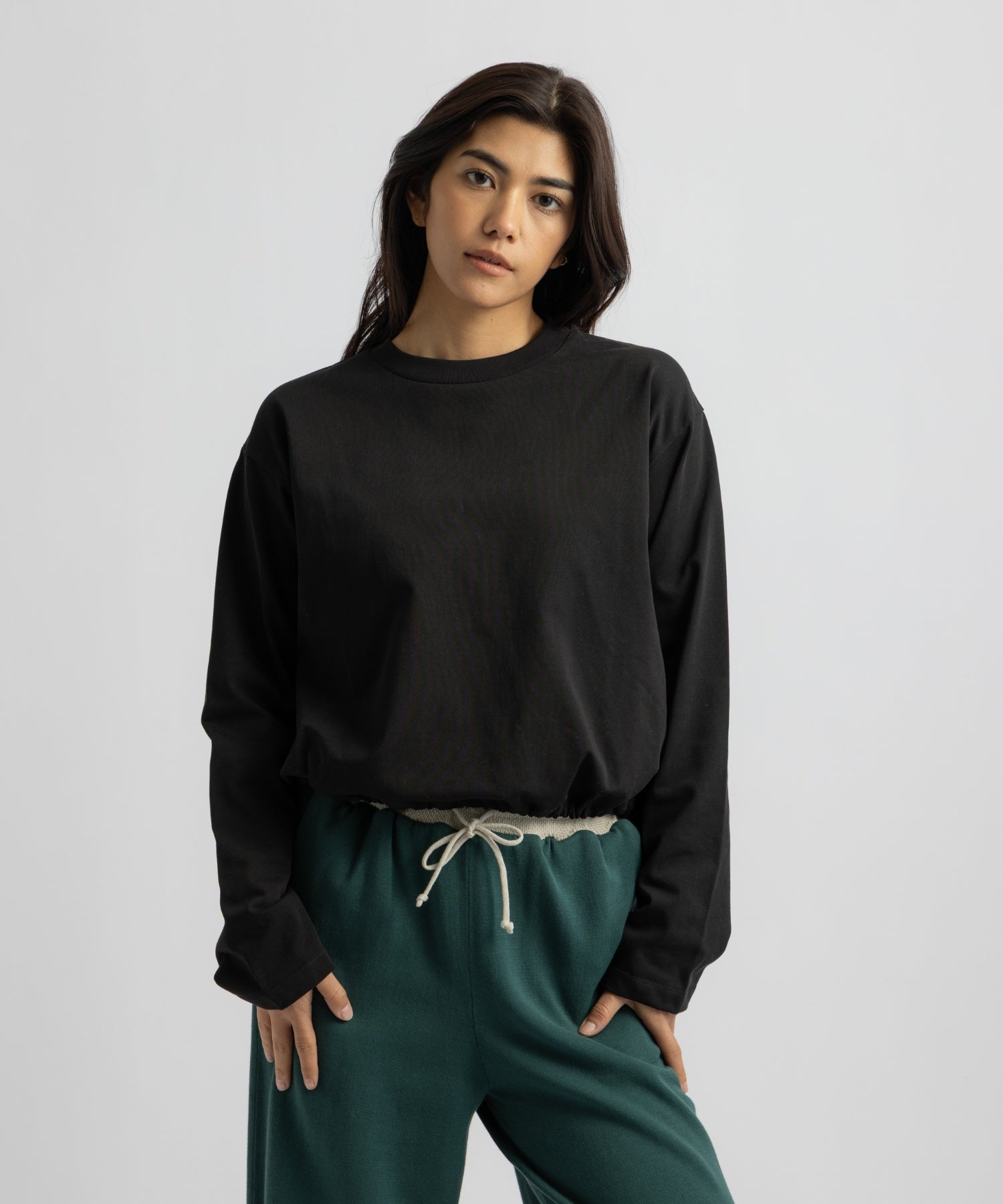 Saturdays NYC Arisa Long Sleeve Top in Black