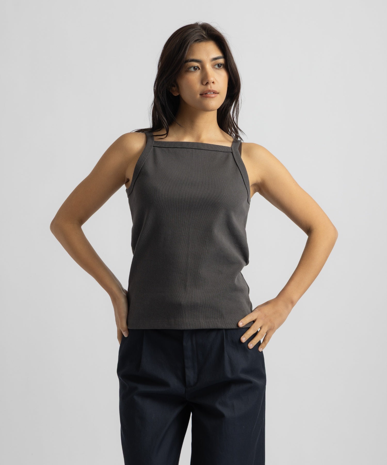 Saturdays NYC Lara Tank Top in Charcoal