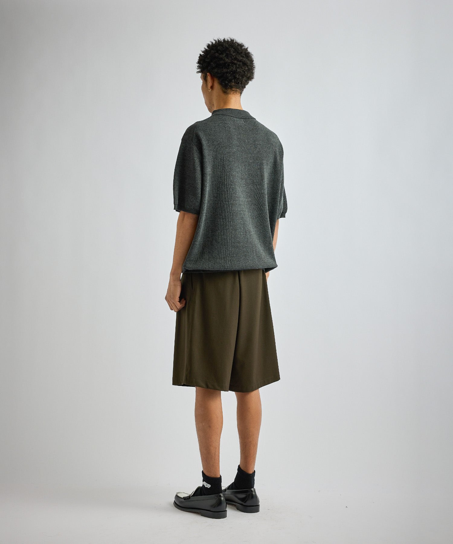 Saturdays NYC Jahmad Linen Knit Polo in Black Sub