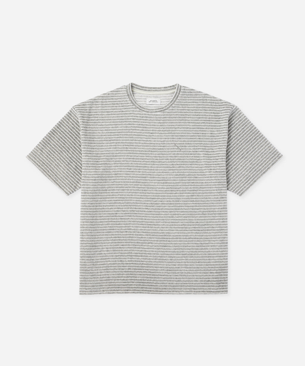 Saturdays NYC Brandon Striped Pile Relaxed Tee in Gray