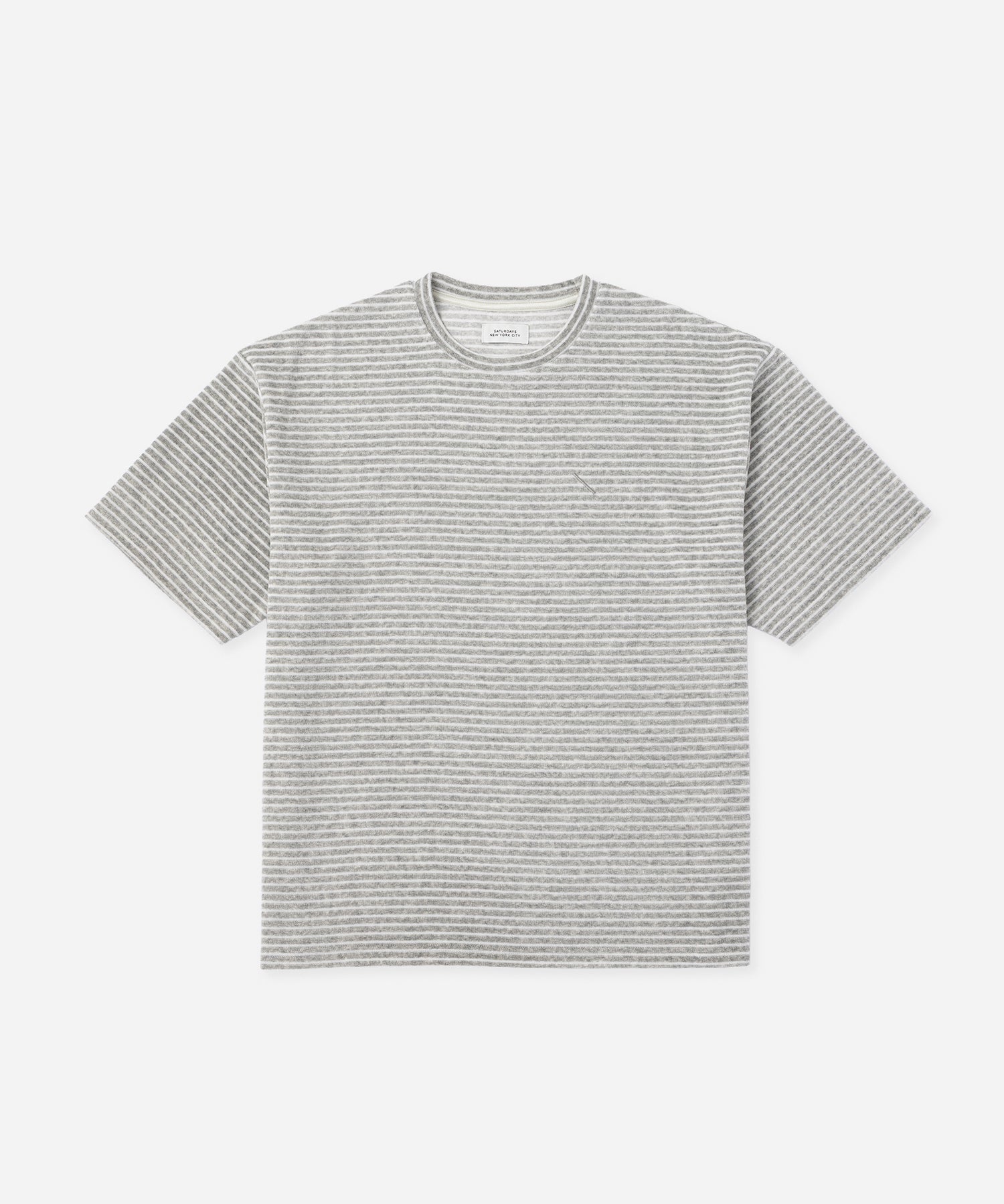 Saturdays NYC Brandon Striped Pile Relaxed Tee in Gray