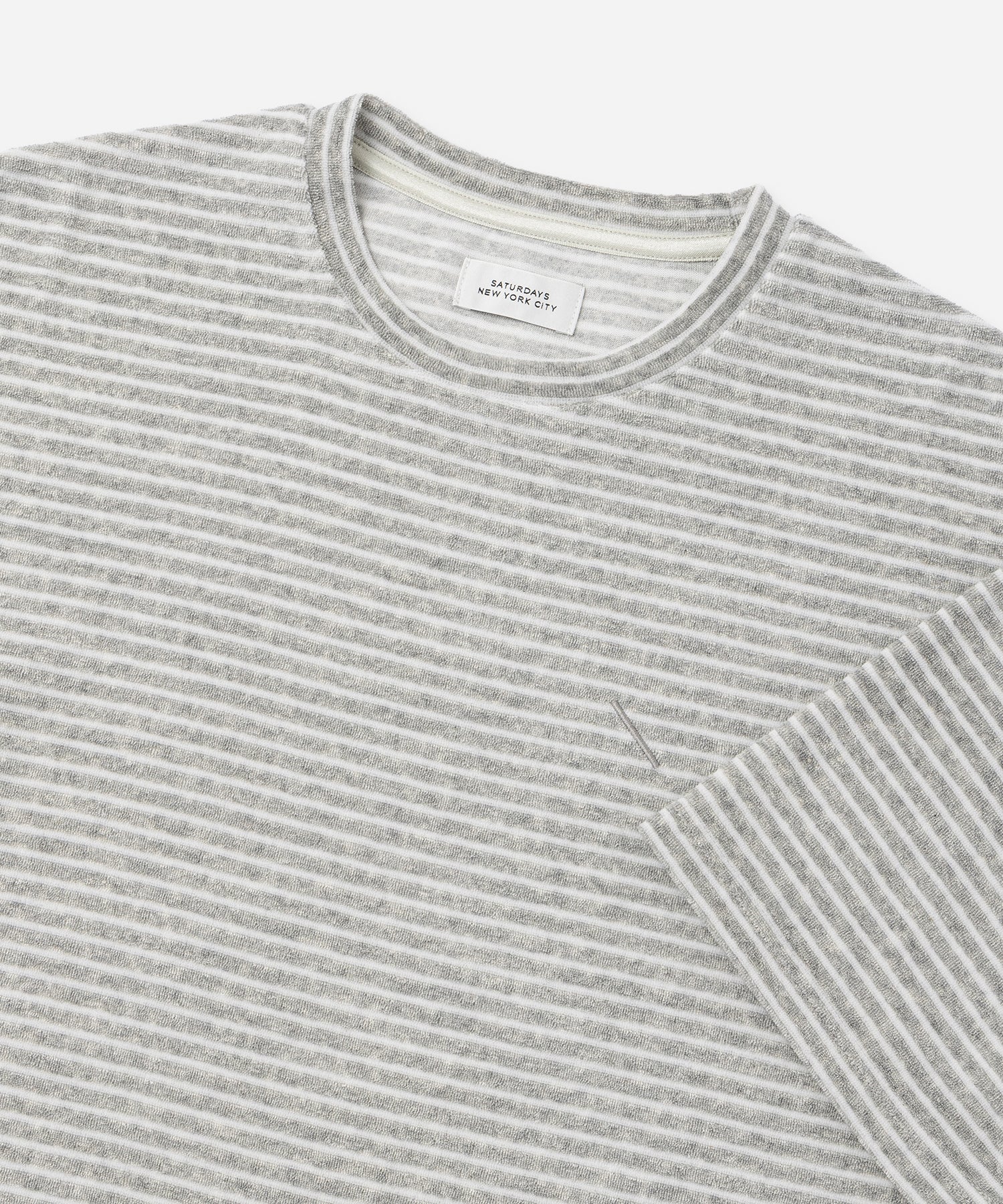 Saturdays NYC Brandon Striped Pile Relaxed Tee in Gray