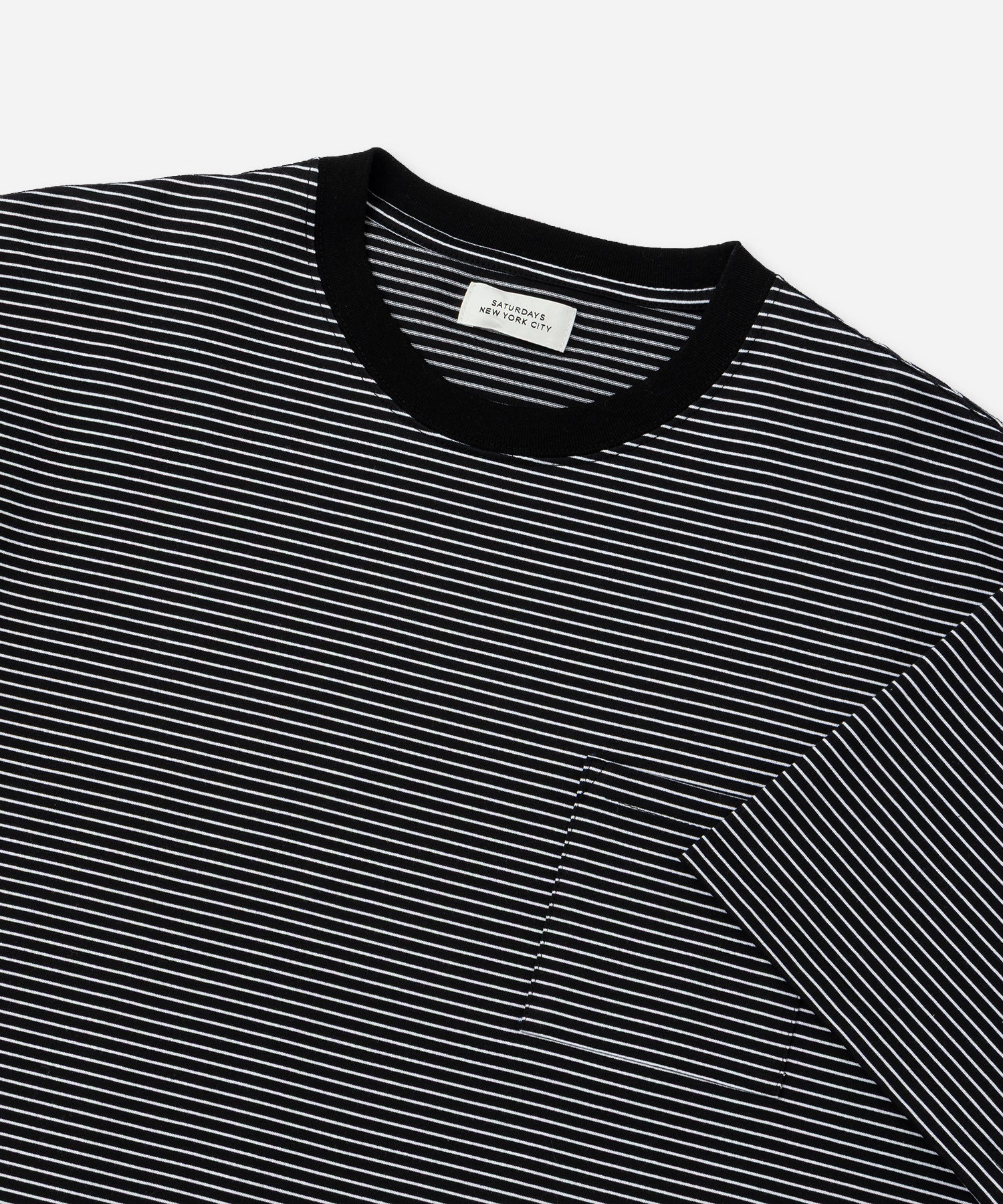 Saturdays NYC Randall Stripe Relaxed Tee in Black