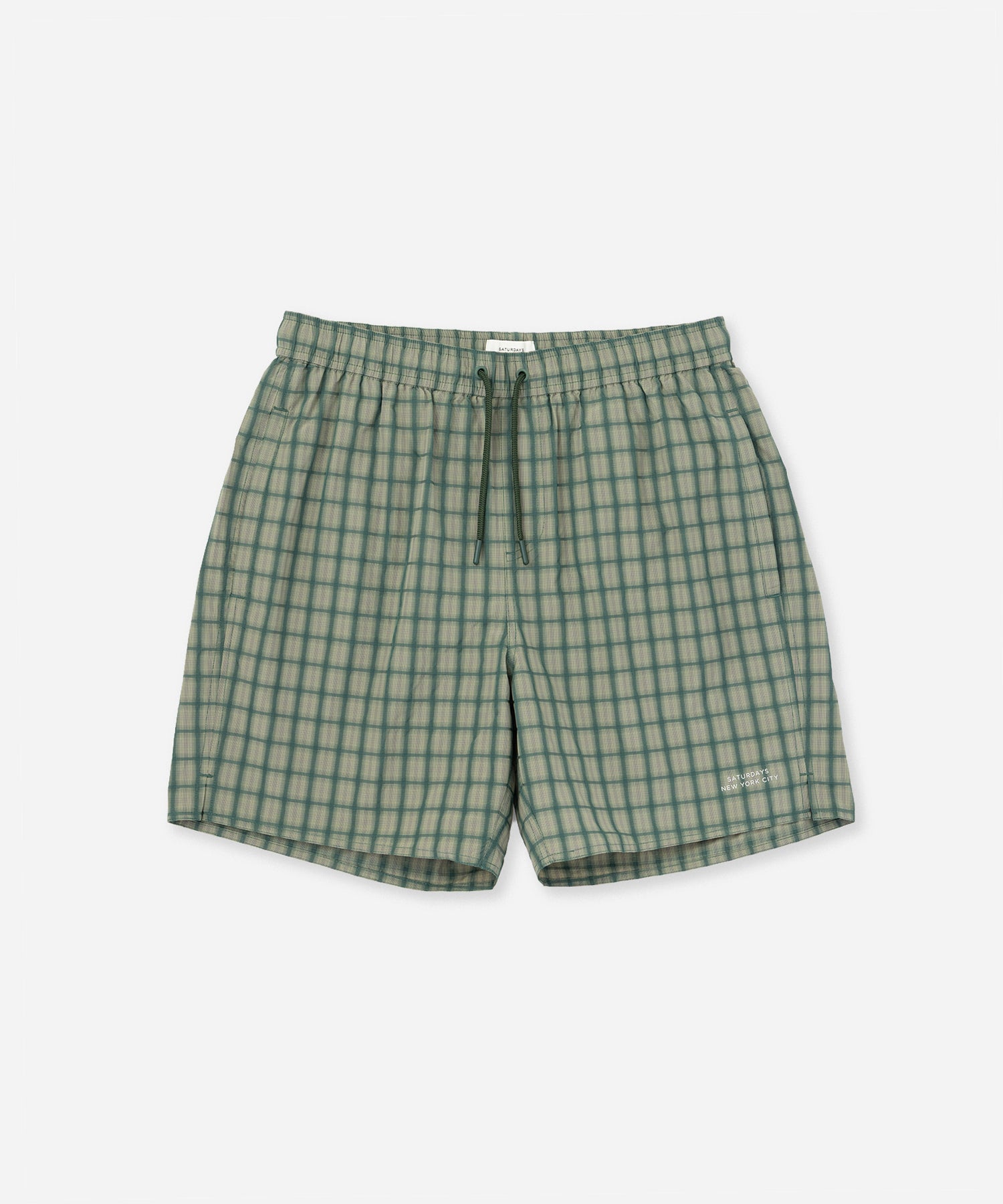 Saturdays NYC Timothy Check Swim Short in Green