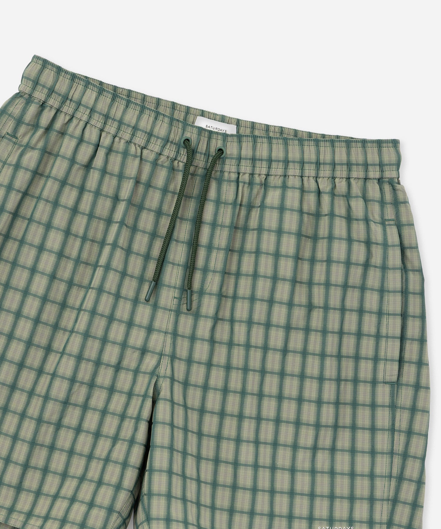 Saturdays NYC Timothy Check Swim Short in Green