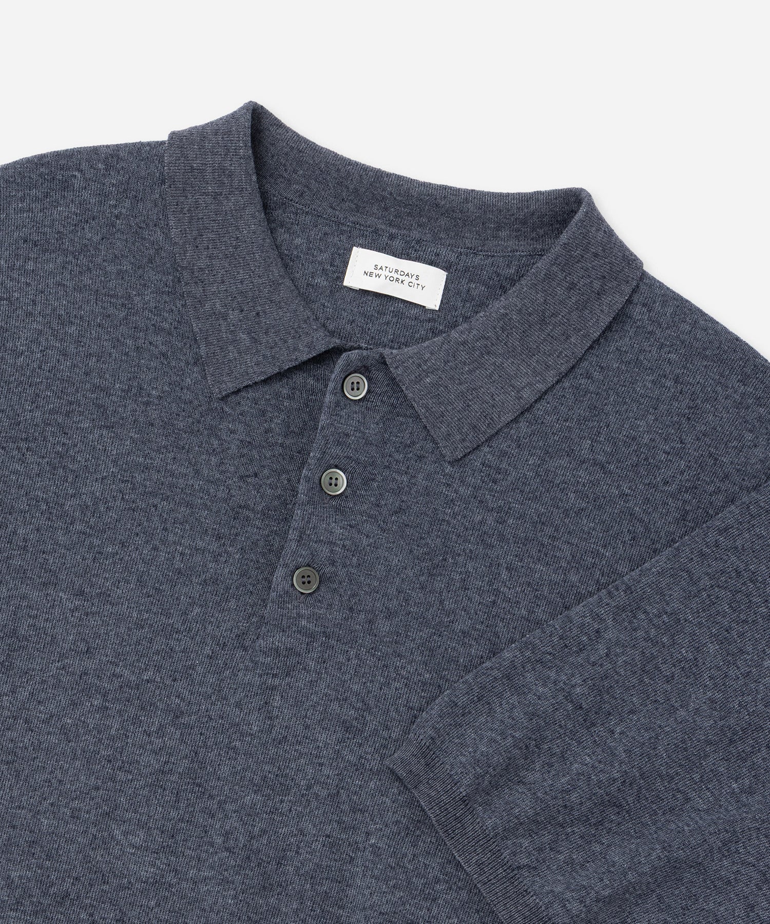 Saturdays NYC Jahmad Linen Knit Polo in Navy