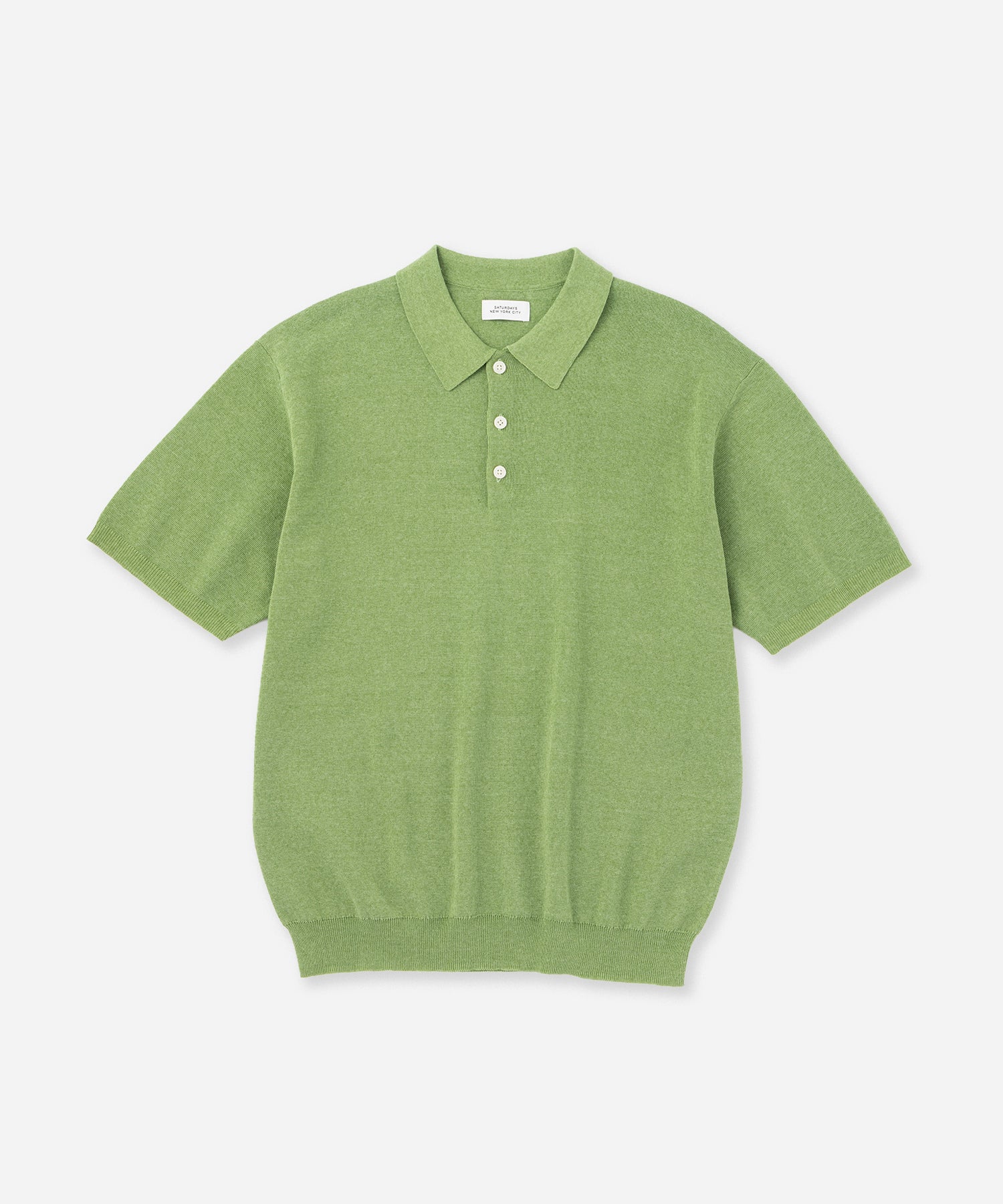 Saturdays NYC Jahmad Linen Knit Polo in Light Green