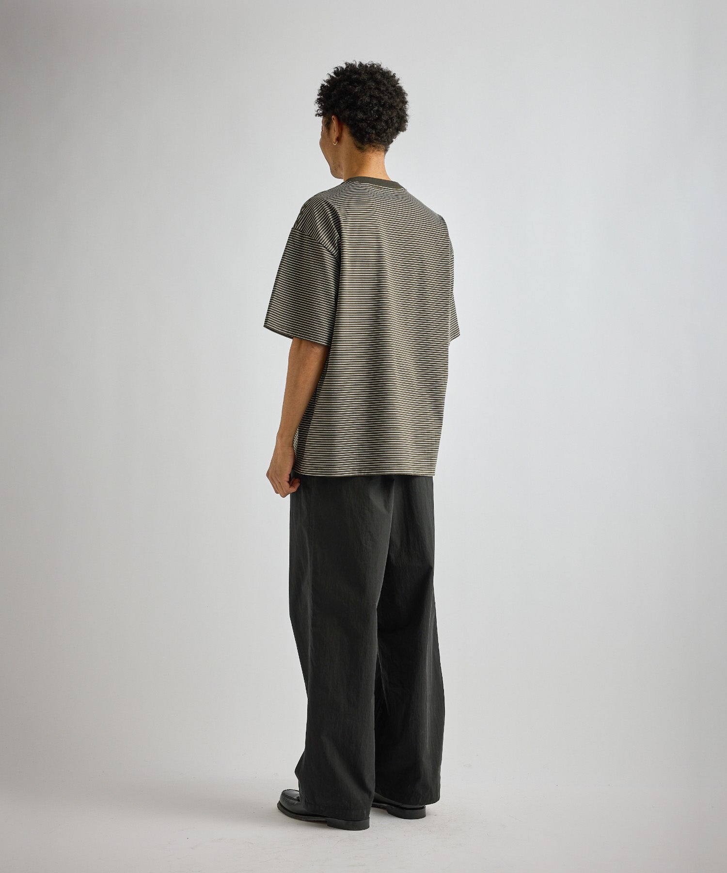 Saturdays NYC Randall Stripe Relaxed Tee in Olive Green