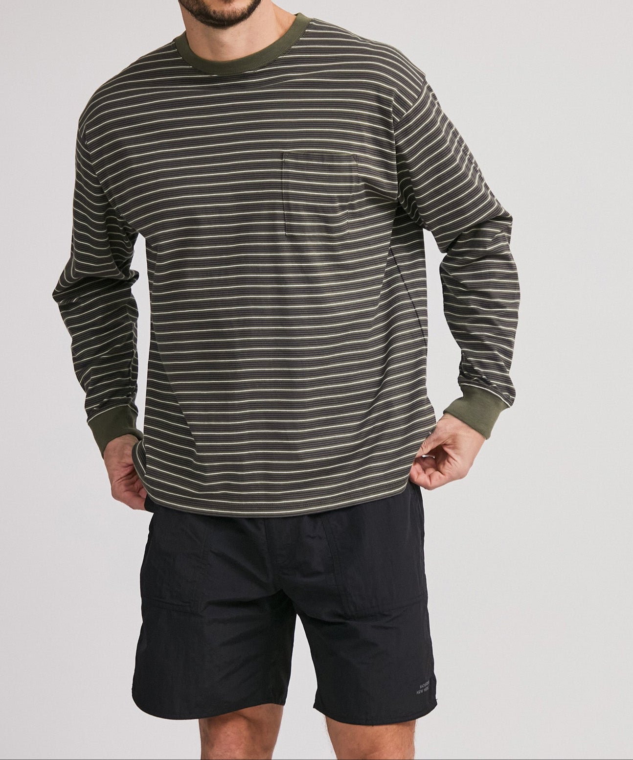 Multi Border Relaxed LS Tee | Saturdays NYC