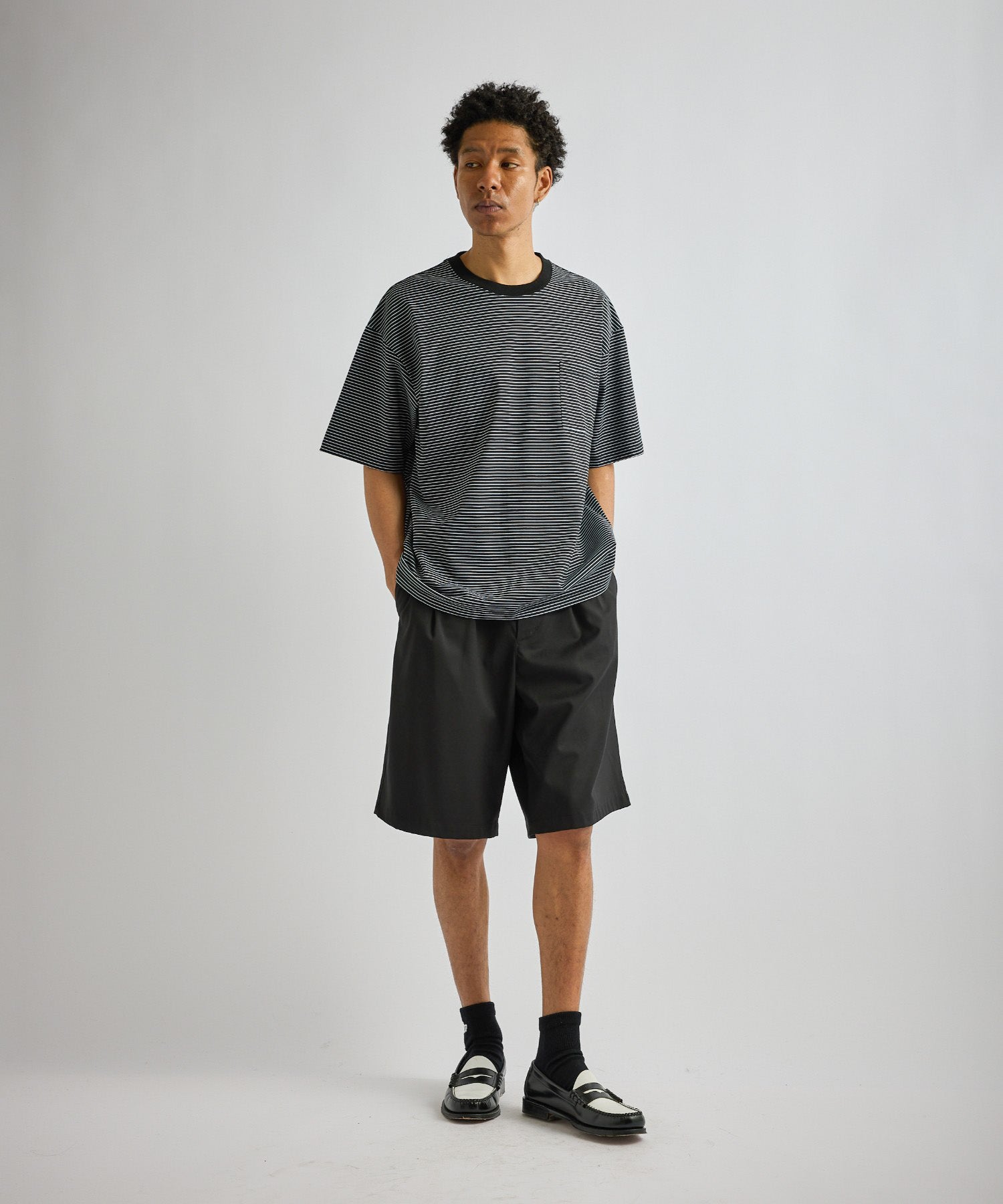 Saturdays NYC Randall Stripe Relaxed Tee in Black