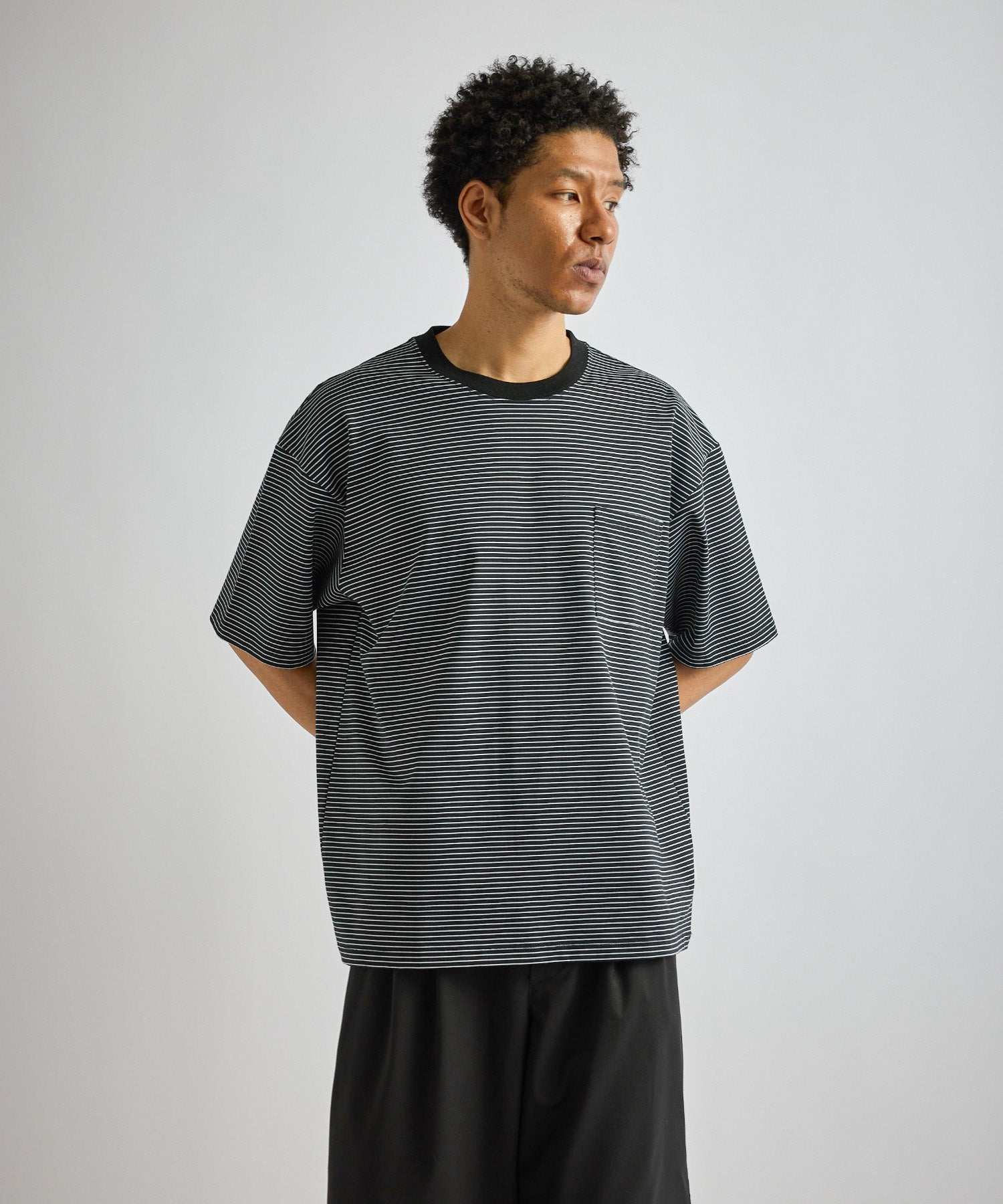 Saturdays NYC Randall Stripe Relaxed Tee in Black