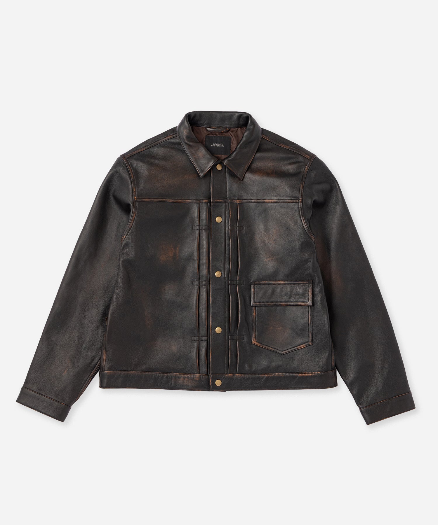 Saturdays NYC Emil Type-1 Nappa Leather Jacket in Dark Brown