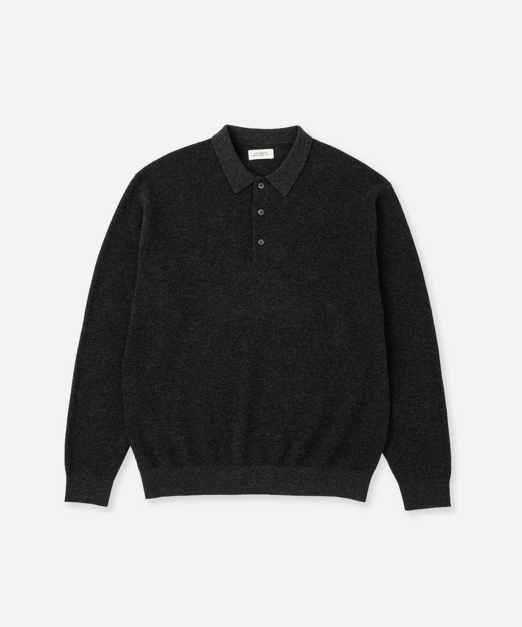 Saturdays NYC Beauchamp Polo Sweater in Charcoal