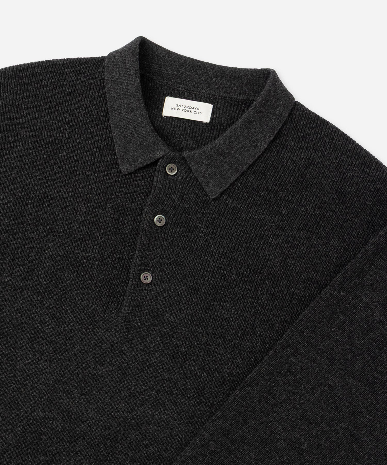 Saturdays NYC Beauchamp Polo Sweater in Charcoal