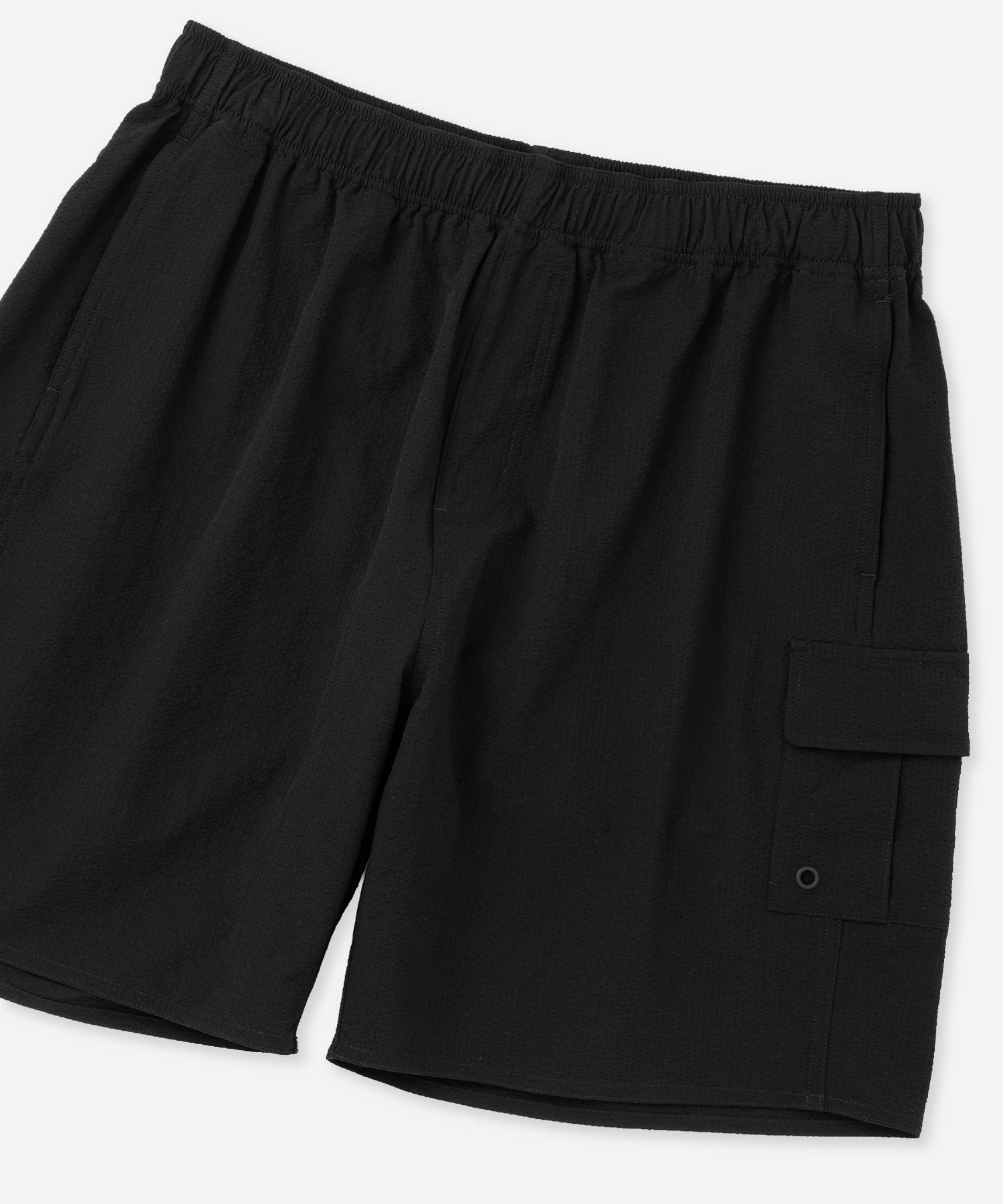 Saturdays NYC Danjo Seersucker Cargo Swim Short in Black