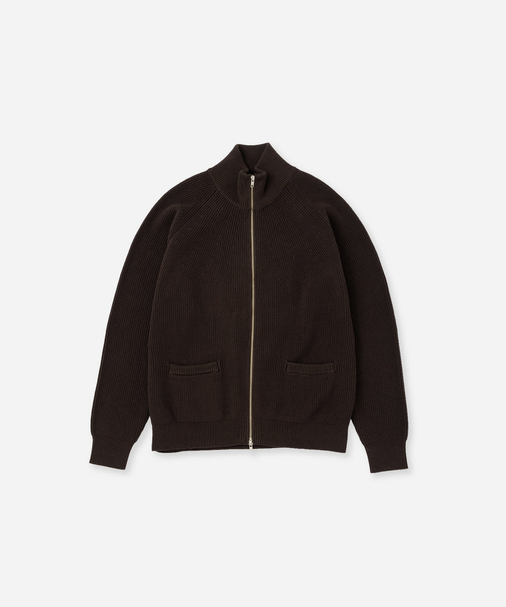 Saturdays NYC Henderson Zip Thru Knit in Dark Brown