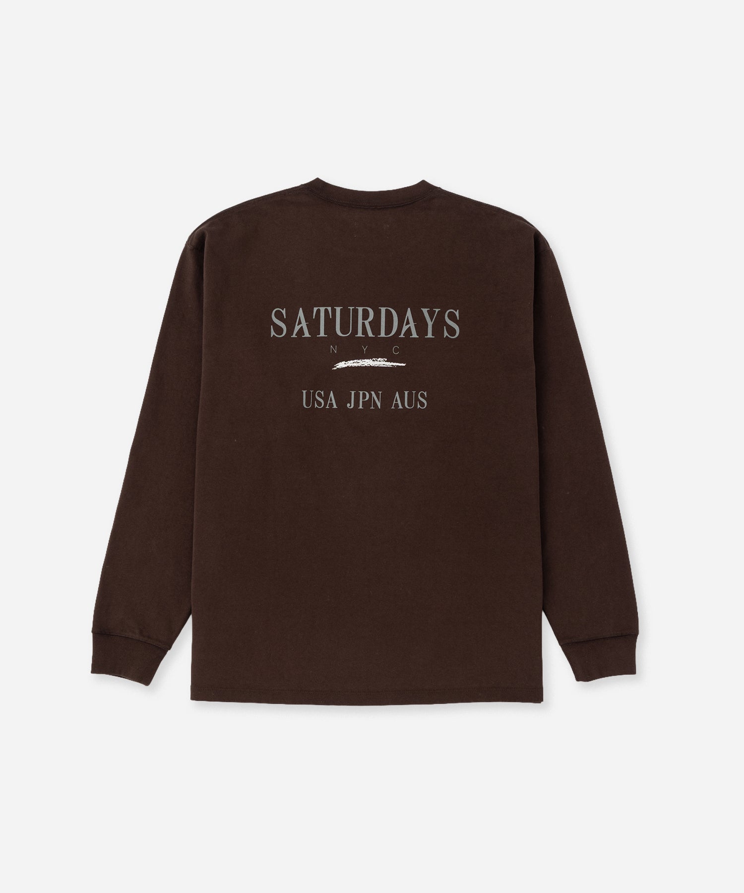 Saturdays NYC Max Weight Vintage Sport Long Sleeve Tee in Dark Brown
