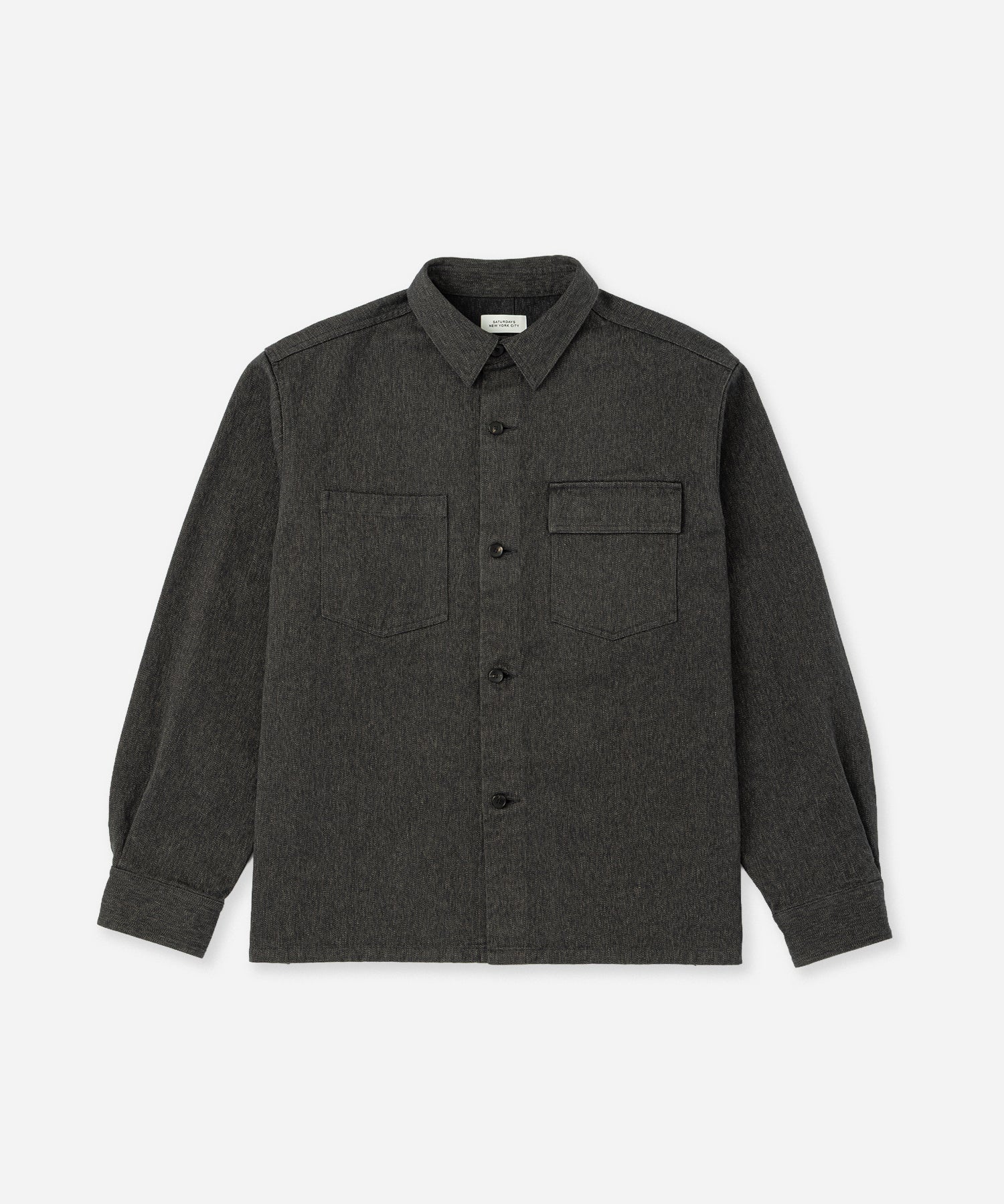 Saturdays NYC Magnus Melange Work Shirt in Charcoal