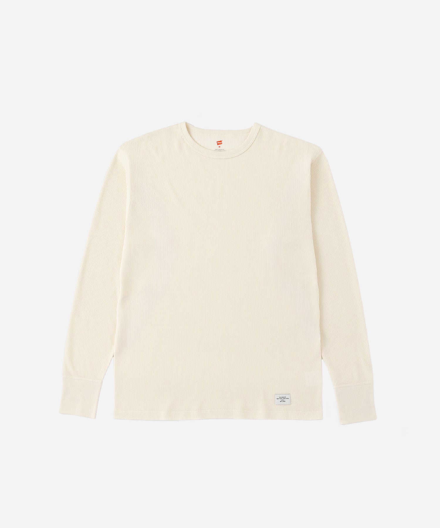 Saturdays NYC Hanes x Saturdays NYC Waffle 2-Pack Long Sleeve Tee in Black & Off White
