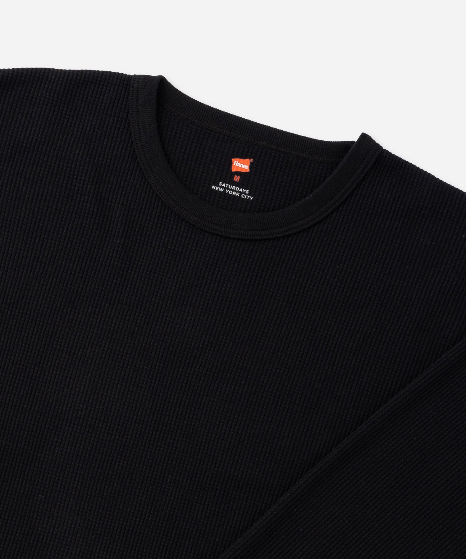 Saturdays NYC Hanes x Saturdays NYC Waffle 2-Pack Long Sleeve Tee in Black & Off White
