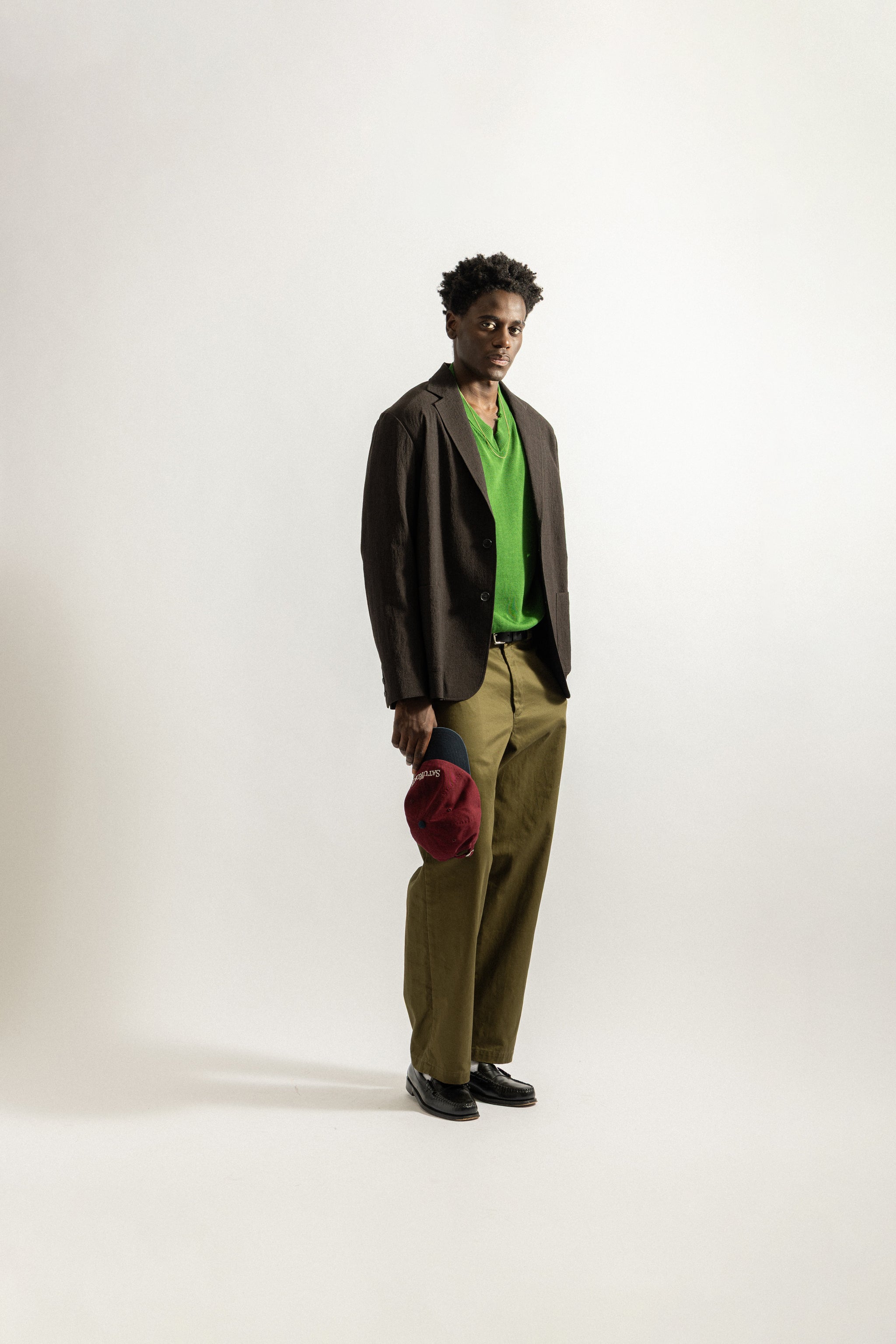 Saturdays NYC Ross Wide Chino Pant in Olive Green