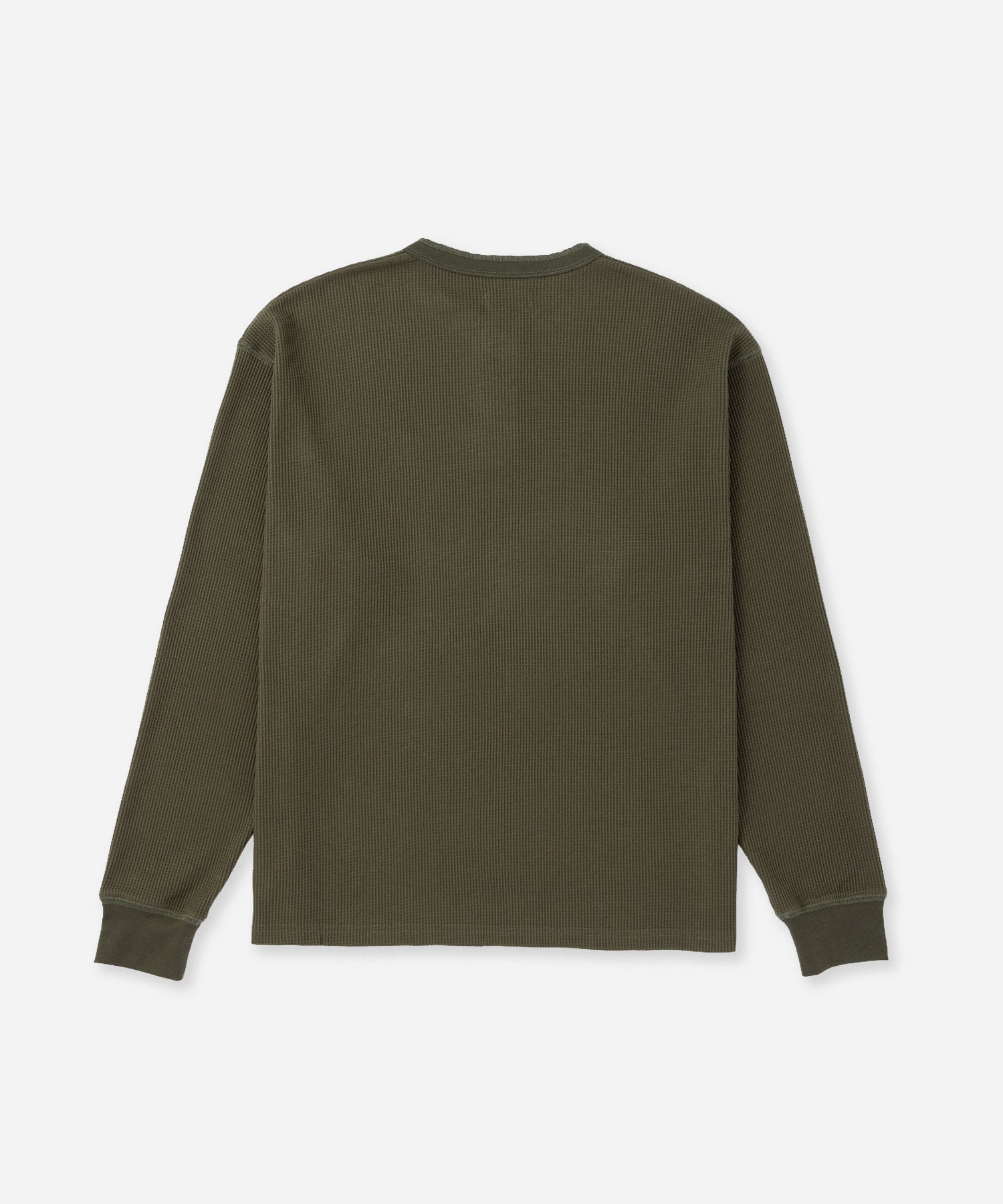 Saturdays NYC Alex Waffle Henley Neck Top in Olive Green