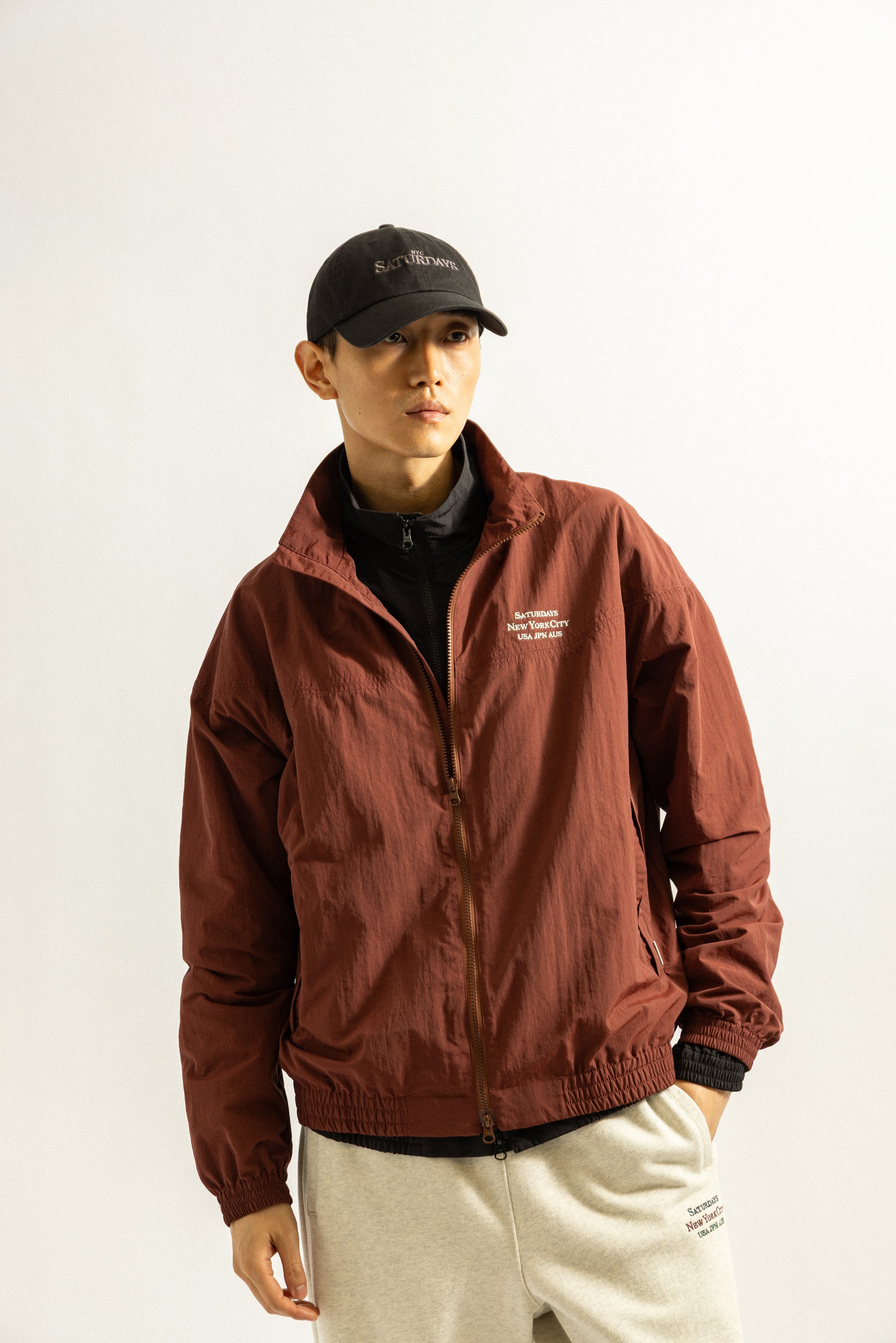 Saturdays NYC Everett International Training Jacket in Burgundy