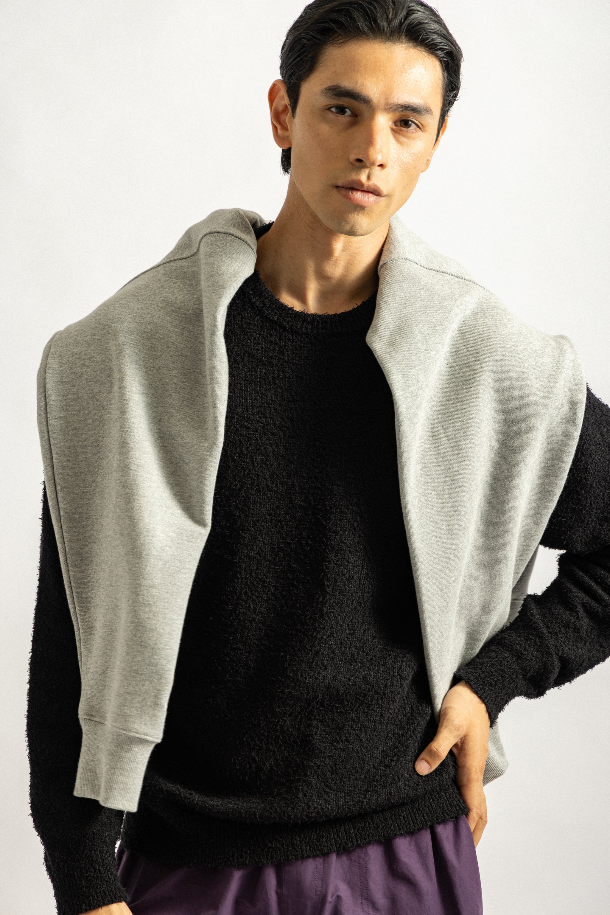 Saturdays NYC Greg Loop Yarn Sweater in Black