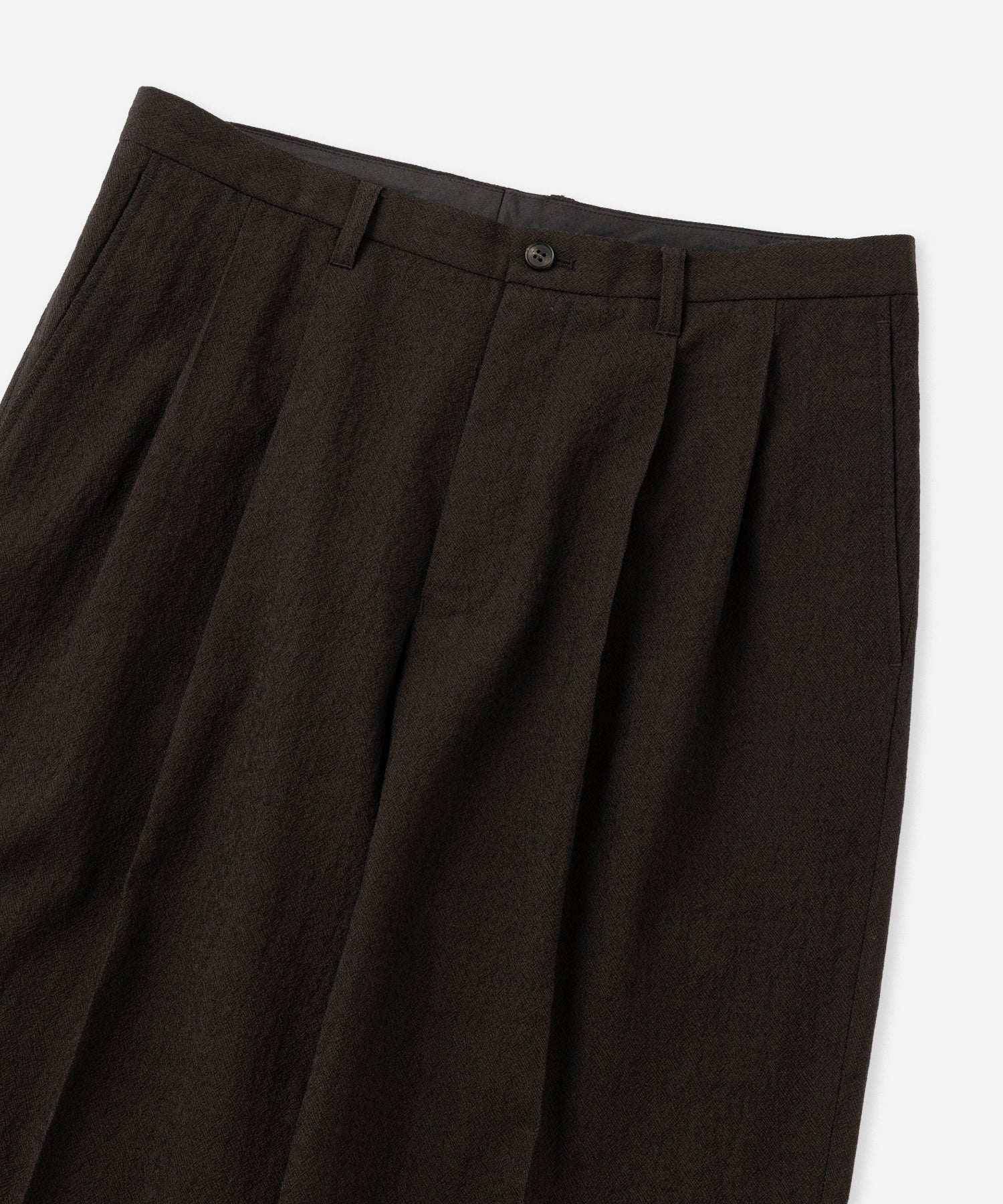Saturdays NYC George Wool Two Tuck Pant in Dark Brown