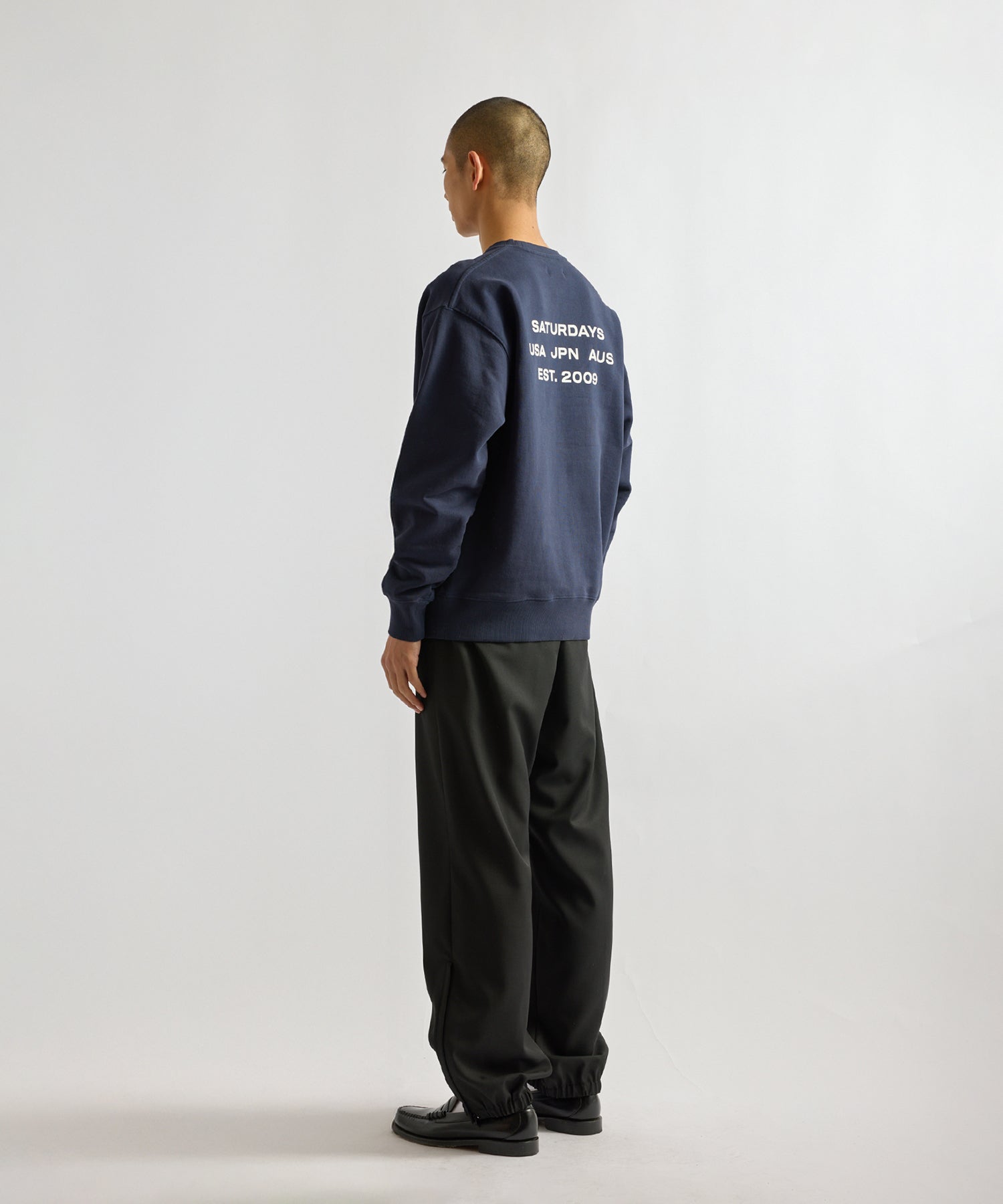 Saturdays NYC Bowery International Crew Sweatshirt in Navy